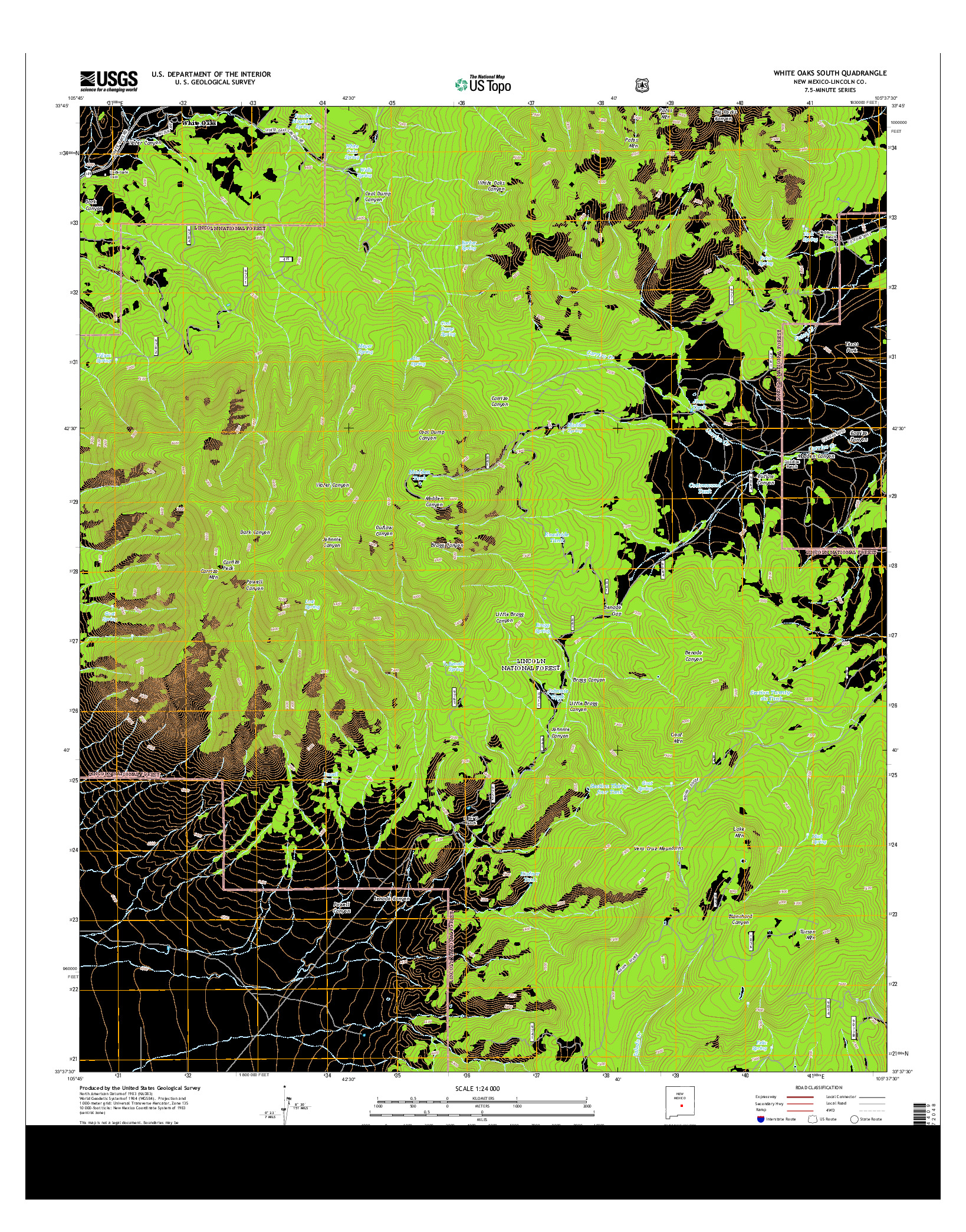 USGS US TOPO 7.5-MINUTE MAP FOR WHITE OAKS SOUTH, NM 2013