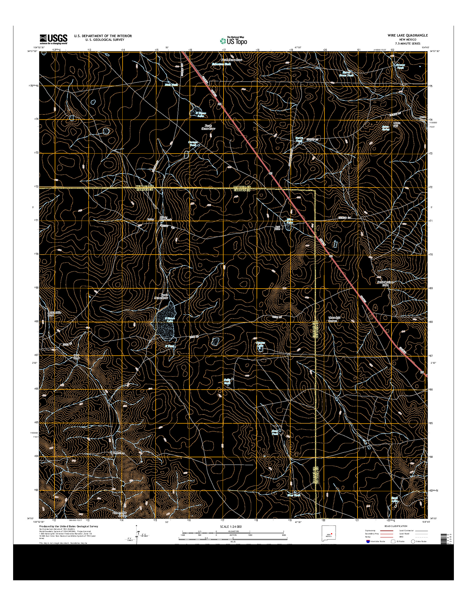USGS US TOPO 7.5-MINUTE MAP FOR WIRE LAKE, NM 2013