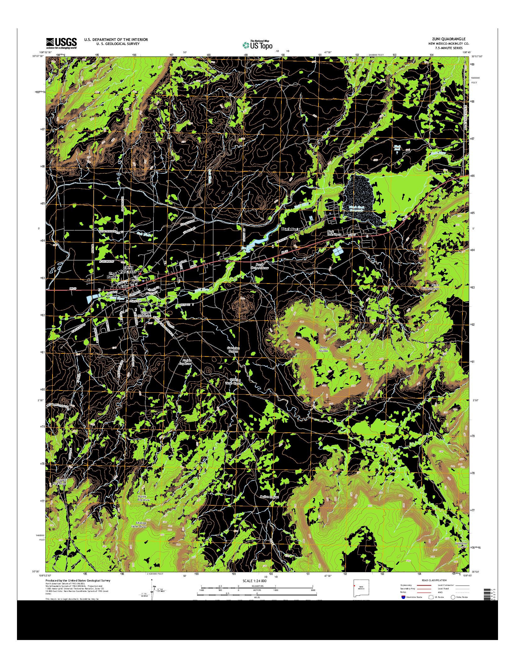 USGS US TOPO 7.5-MINUTE MAP FOR ZUNI, NM 2013