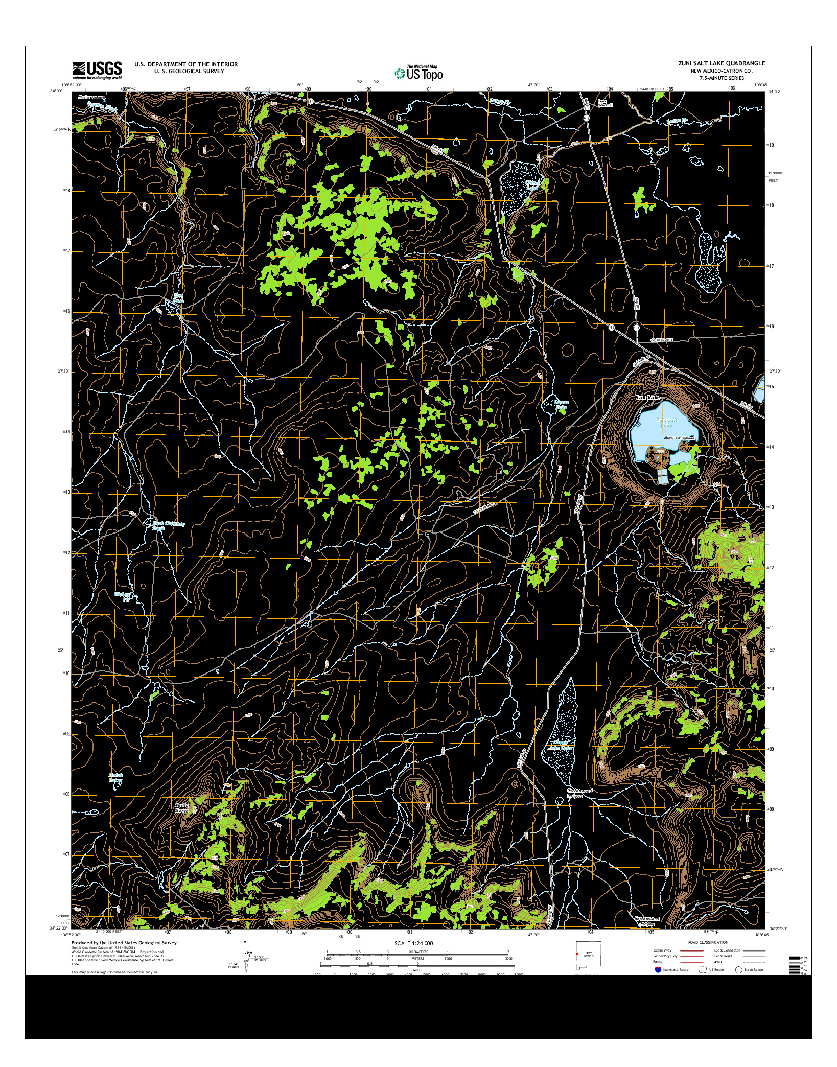 USGS US TOPO 7.5-MINUTE MAP FOR ZUNI SALT LAKE, NM 2013