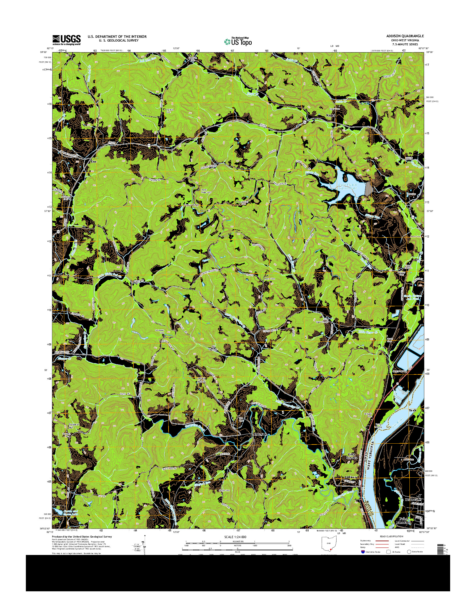 USGS US TOPO 7.5-MINUTE MAP FOR ADDISON, OH-WV 2013