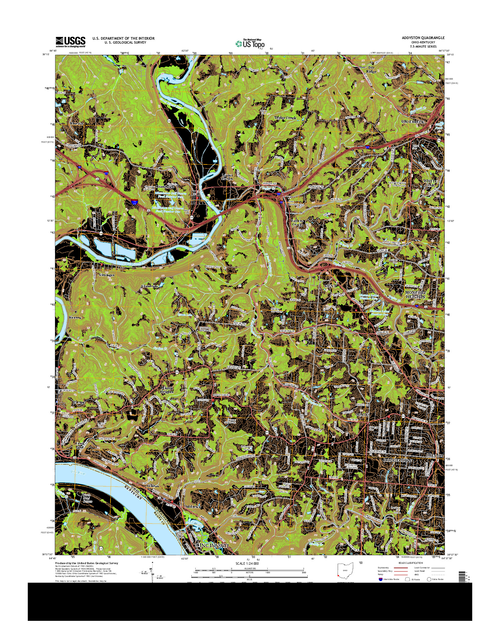 USGS US TOPO 7.5-MINUTE MAP FOR ADDYSTON, OH-KY 2013