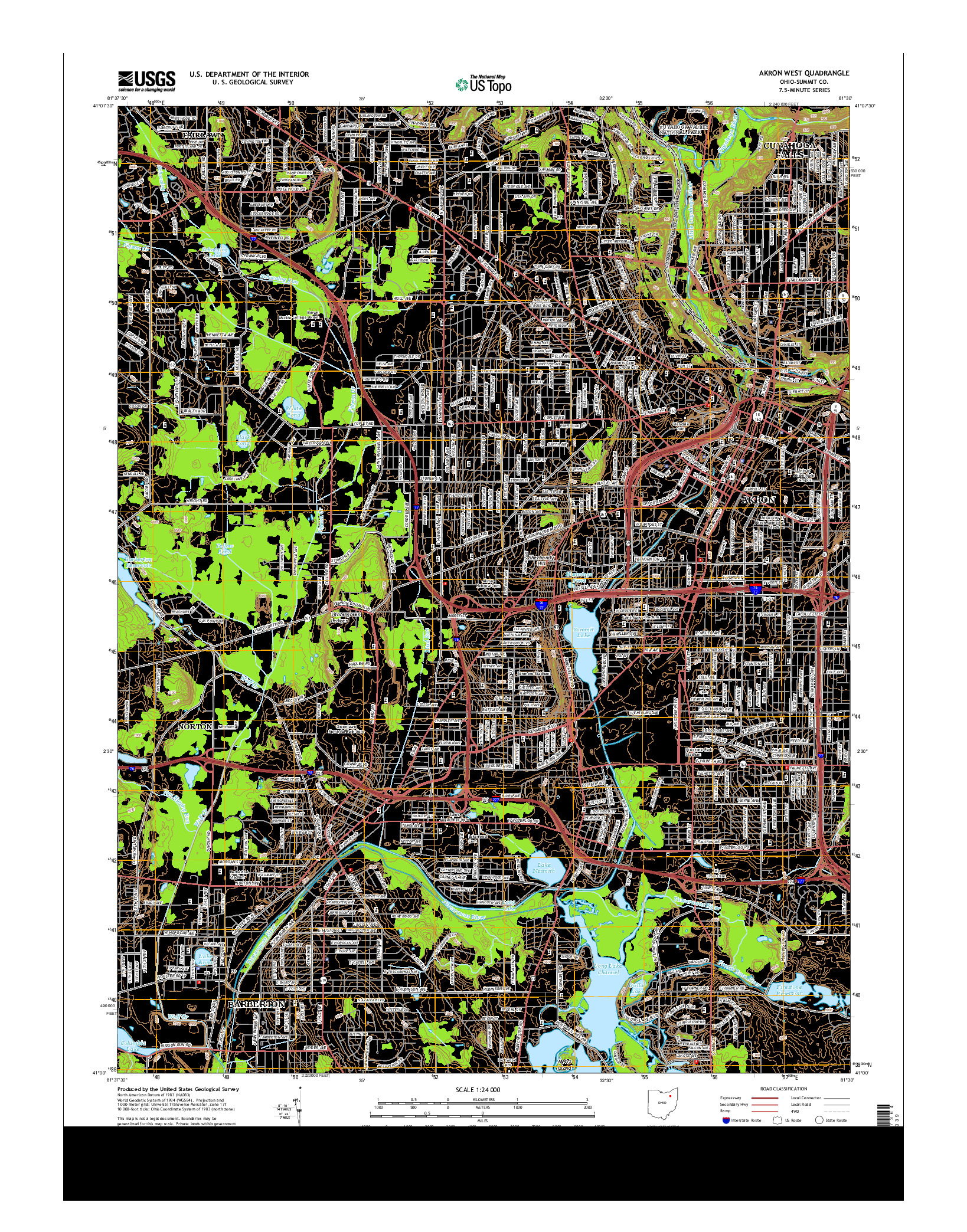 USGS US TOPO 7.5-MINUTE MAP FOR AKRON WEST, OH 2013