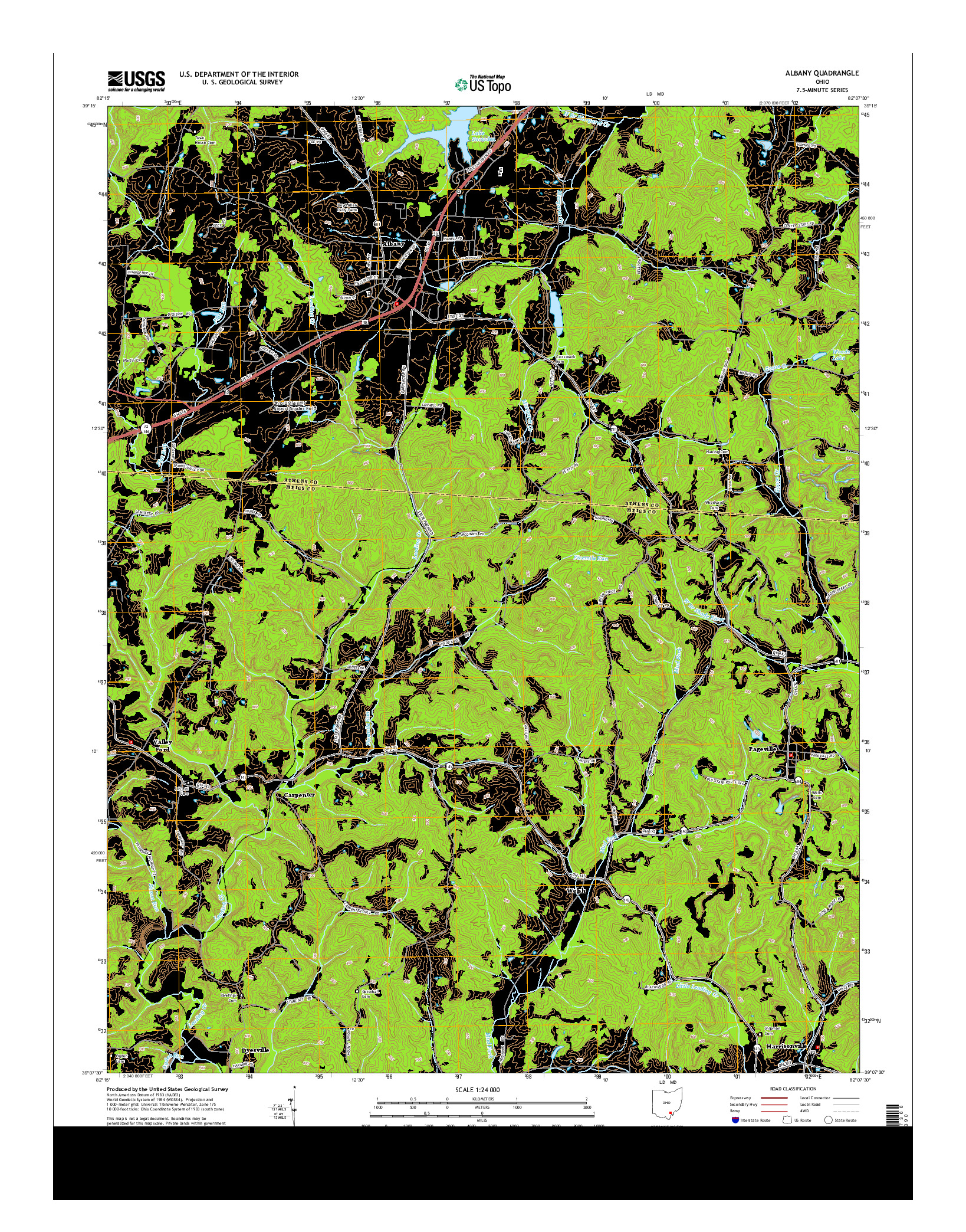 USGS US TOPO 7.5-MINUTE MAP FOR ALBANY, OH 2013