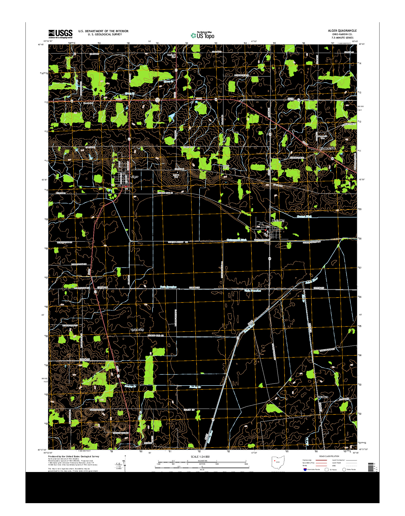 USGS US TOPO 7.5-MINUTE MAP FOR ALGER, OH 2013