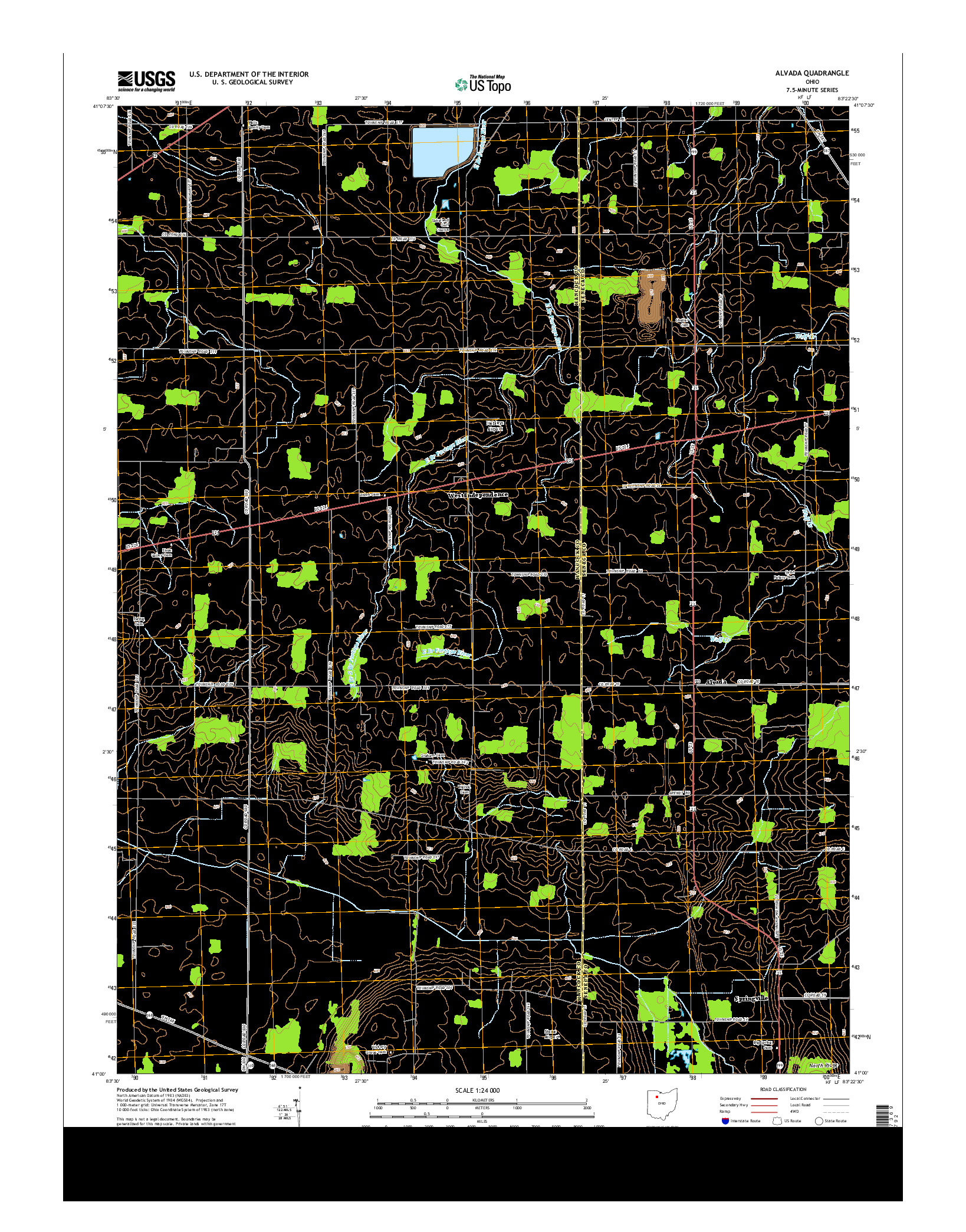 USGS US TOPO 7.5-MINUTE MAP FOR ALVADA, OH 2013