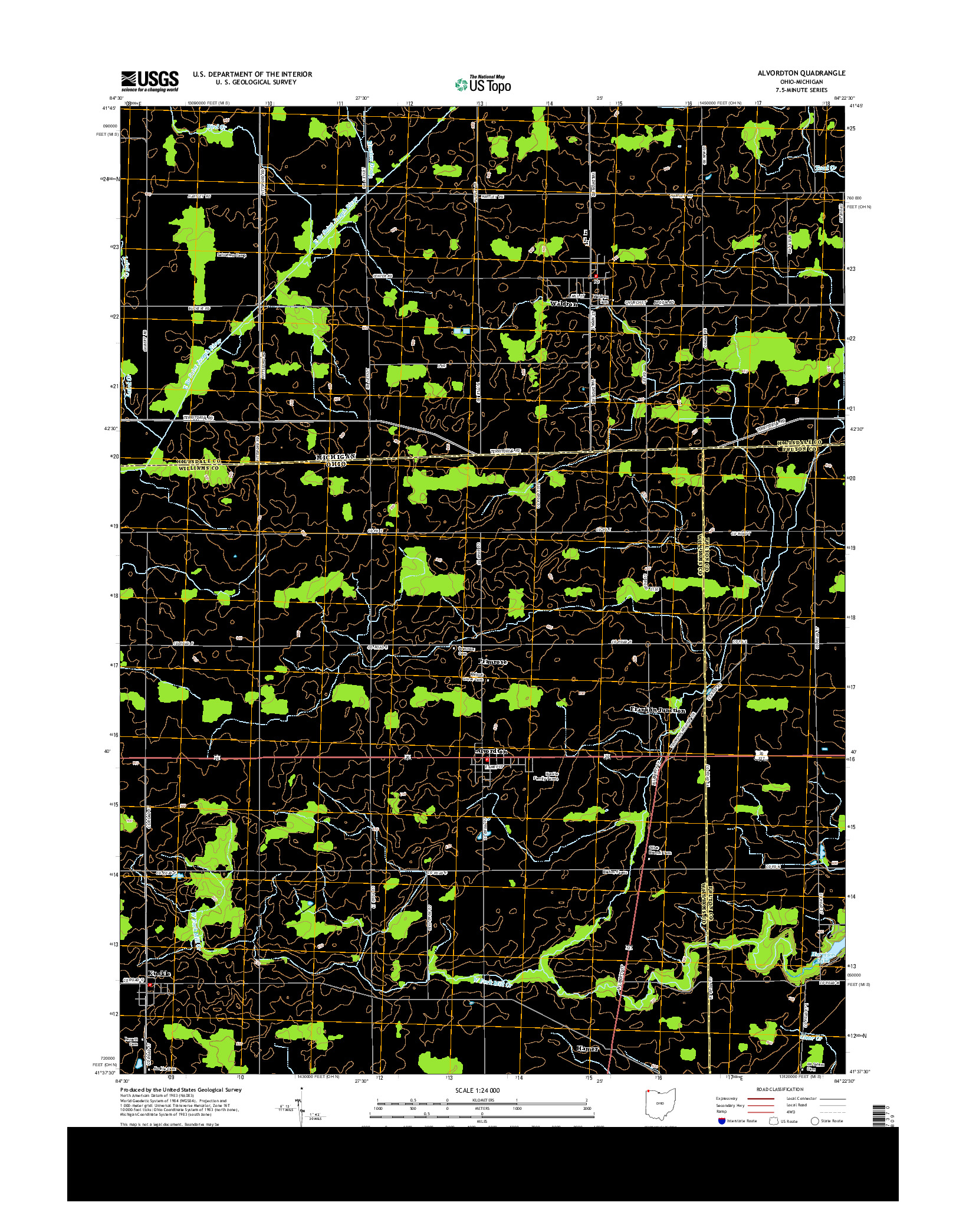 USGS US TOPO 7.5-MINUTE MAP FOR ALVORDTON, OH-MI 2013