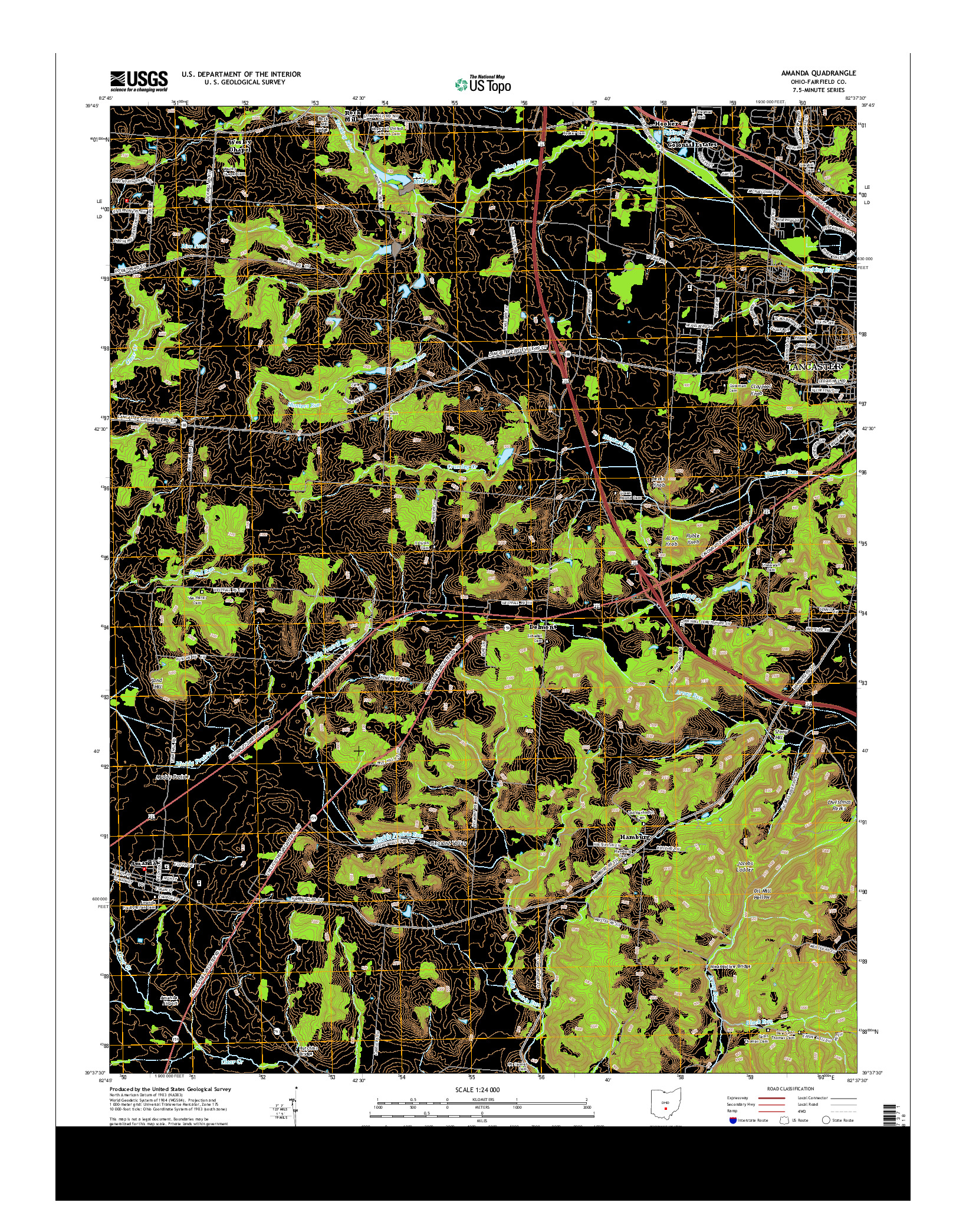 USGS US TOPO 7.5-MINUTE MAP FOR AMANDA, OH 2013