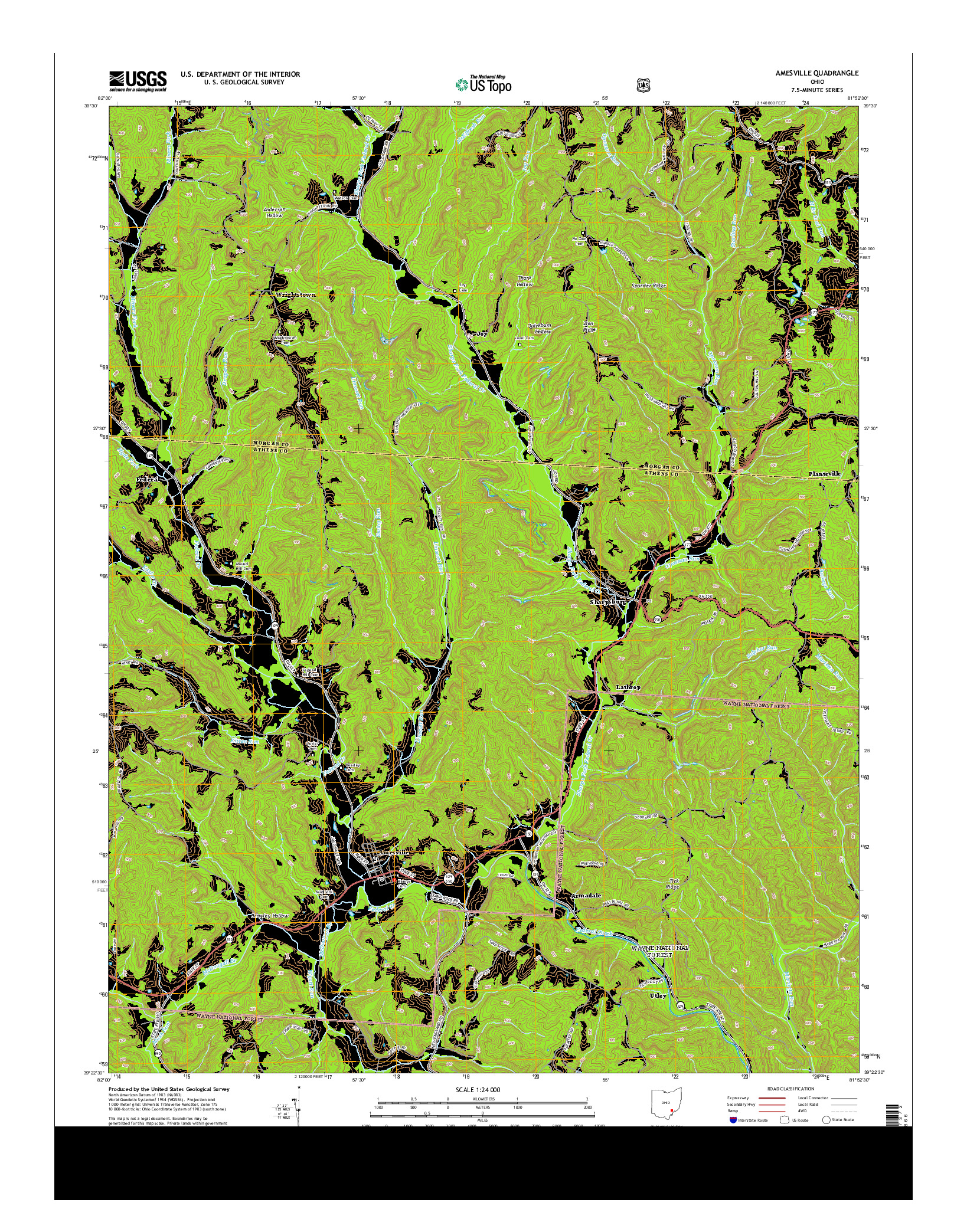 USGS US TOPO 7.5-MINUTE MAP FOR AMESVILLE, OH 2013