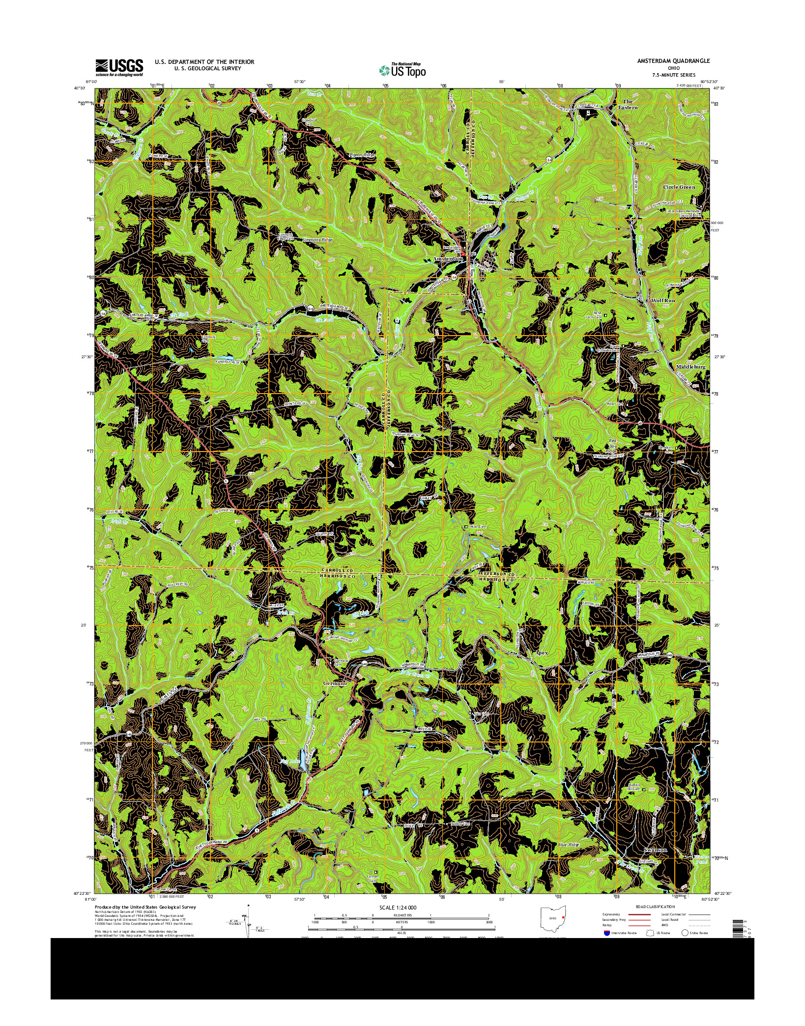 USGS US TOPO 7.5-MINUTE MAP FOR AMSTERDAM, OH 2013