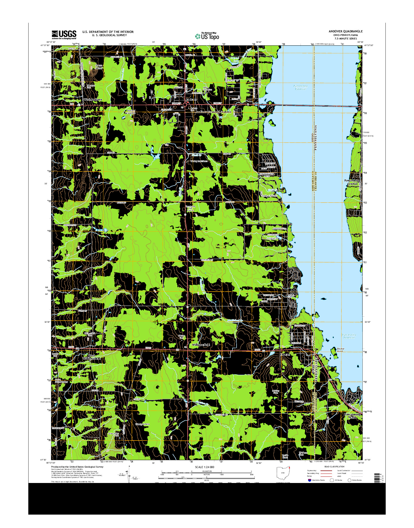 USGS US TOPO 7.5-MINUTE MAP FOR ANDOVER, OH-PA 2013