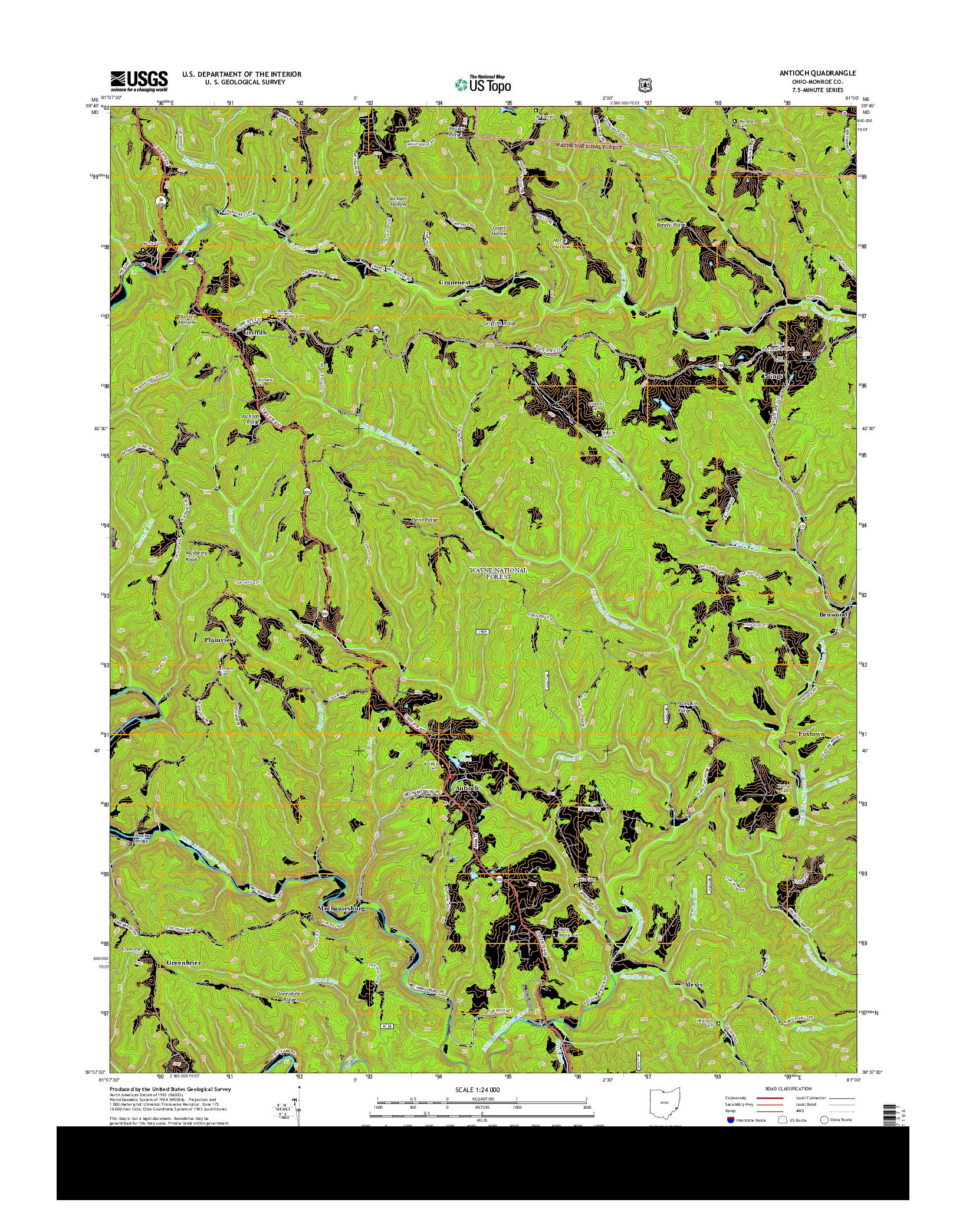 USGS US TOPO 7.5-MINUTE MAP FOR ANTIOCH, OH 2013