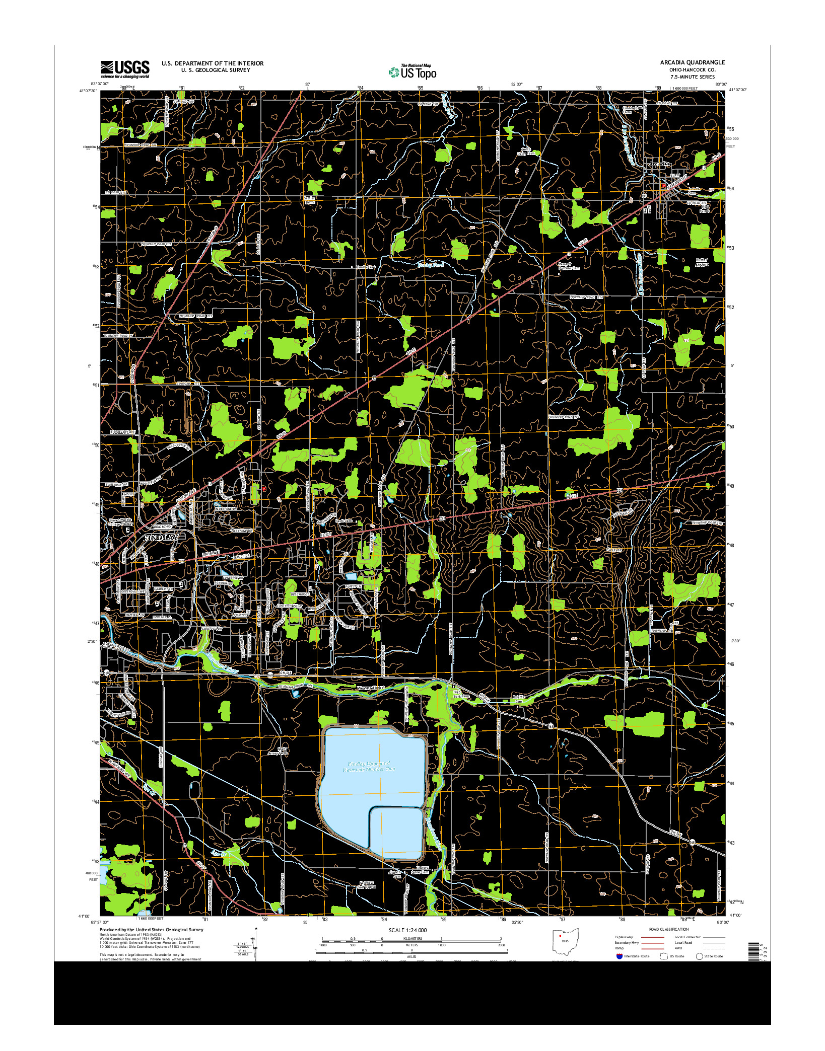 USGS US TOPO 7.5-MINUTE MAP FOR ARCADIA, OH 2013