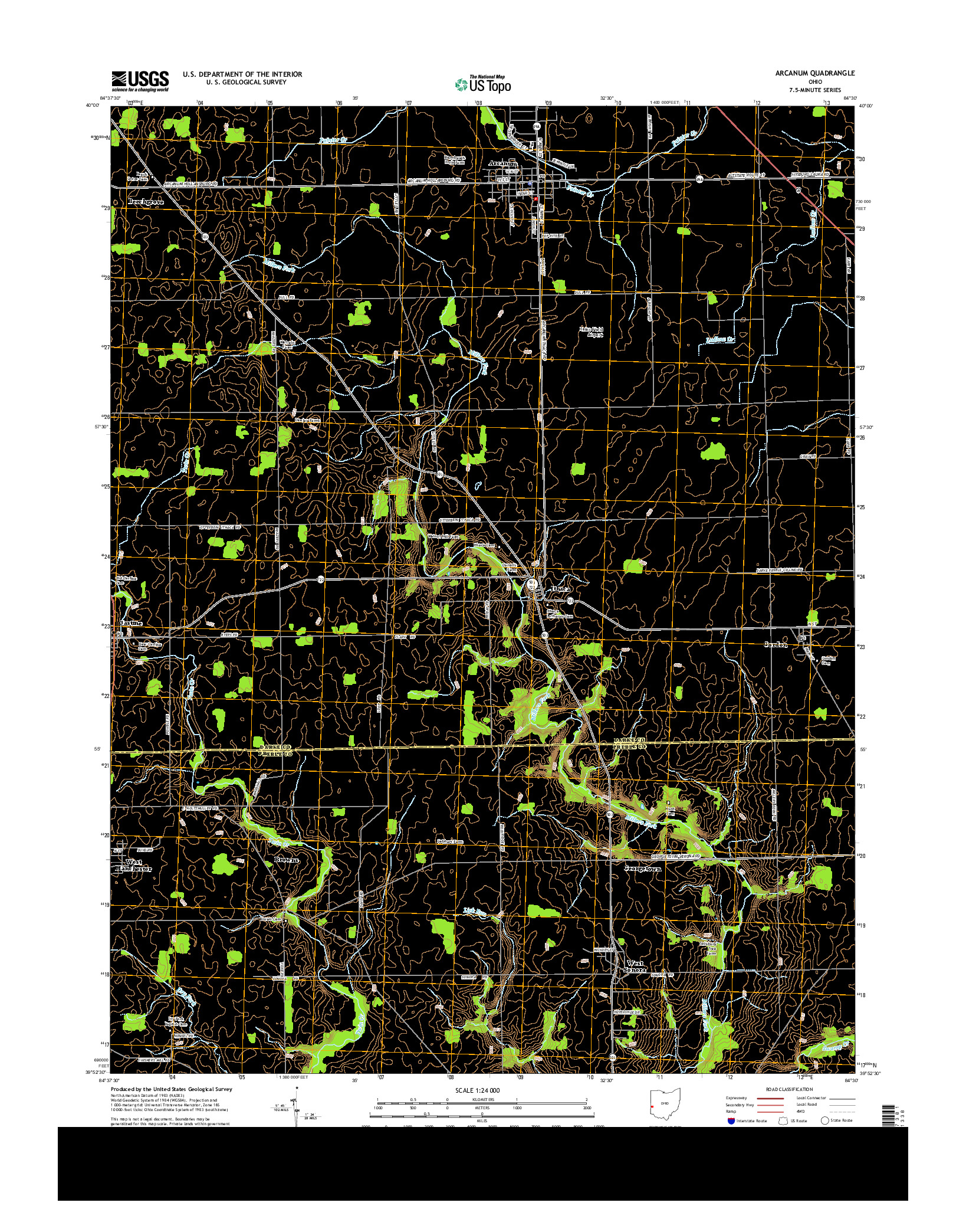 USGS US TOPO 7.5-MINUTE MAP FOR ARCANUM, OH 2013