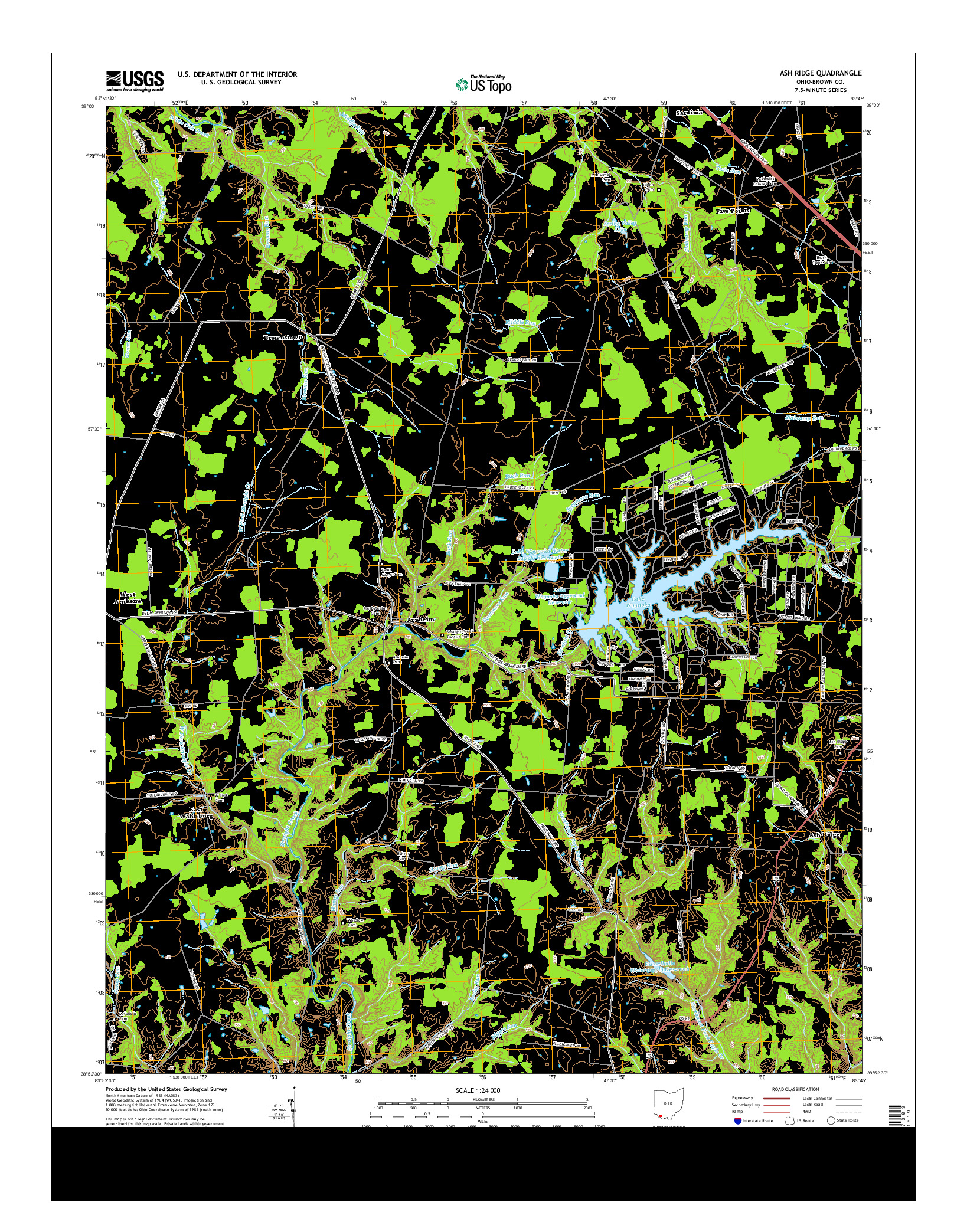 USGS US TOPO 7.5-MINUTE MAP FOR ASH RIDGE, OH 2013