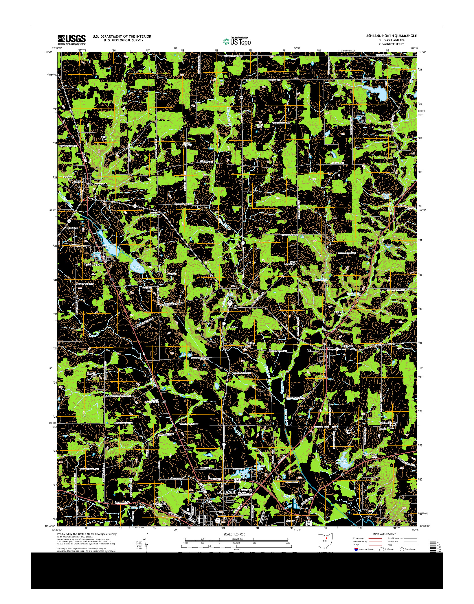 USGS US TOPO 7.5-MINUTE MAP FOR ASHLAND NORTH, OH 2013