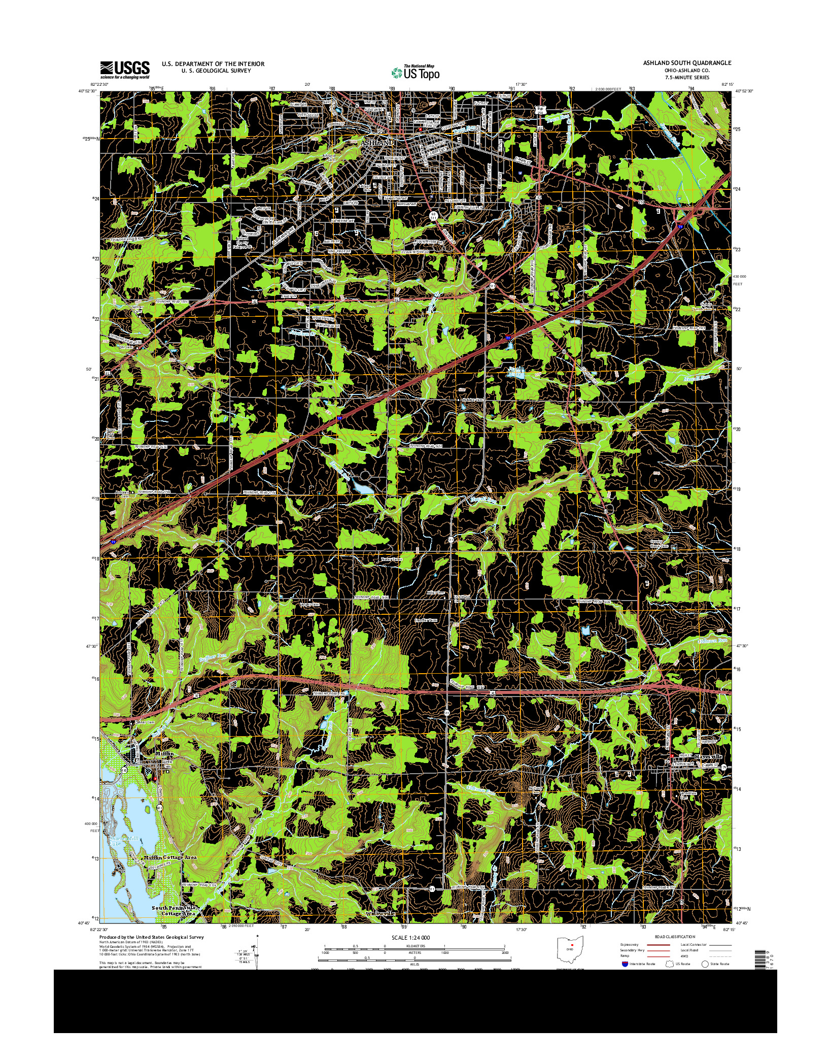 USGS US TOPO 7.5-MINUTE MAP FOR ASHLAND SOUTH, OH 2013