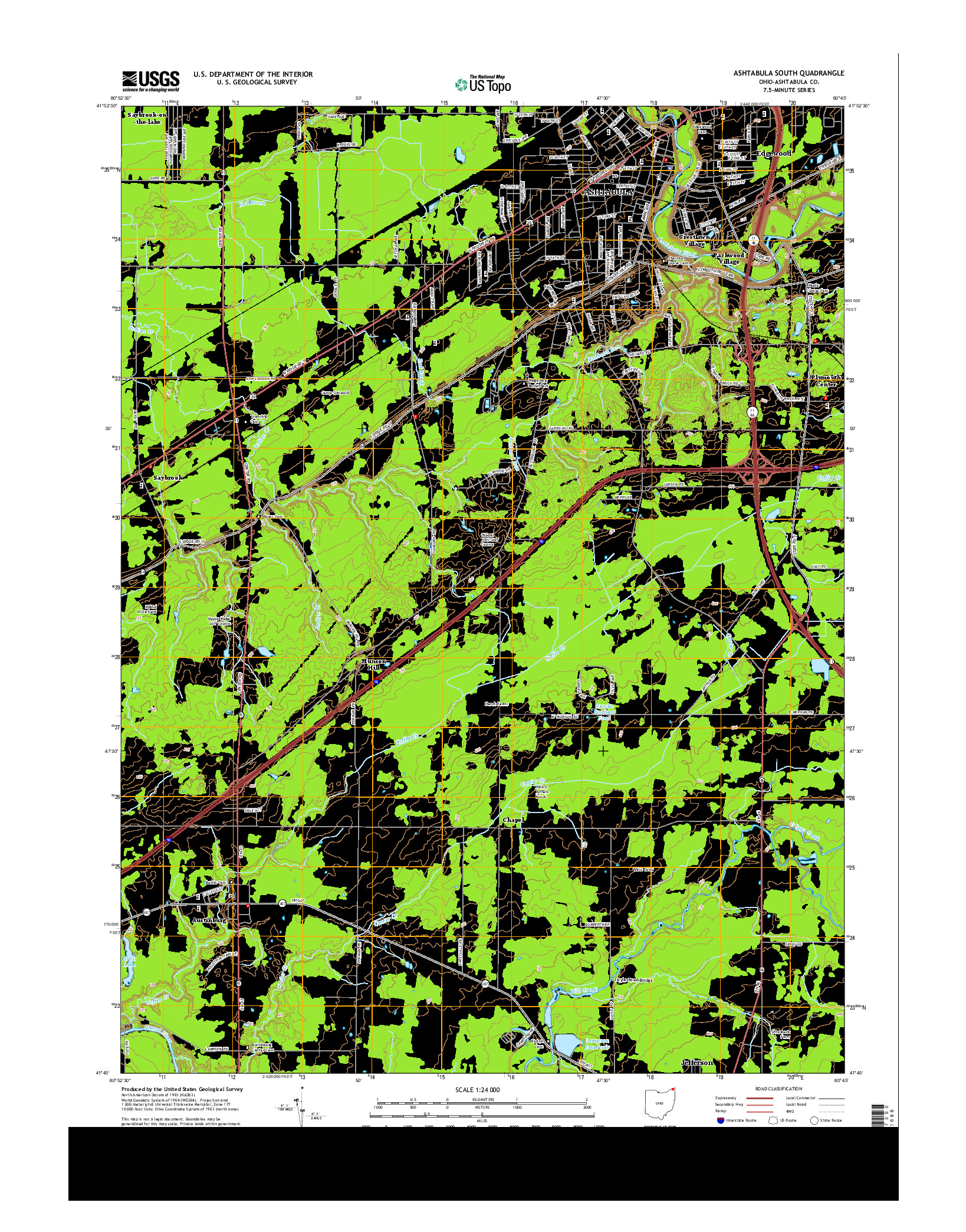 USGS US TOPO 7.5-MINUTE MAP FOR ASHTABULA SOUTH, OH 2013