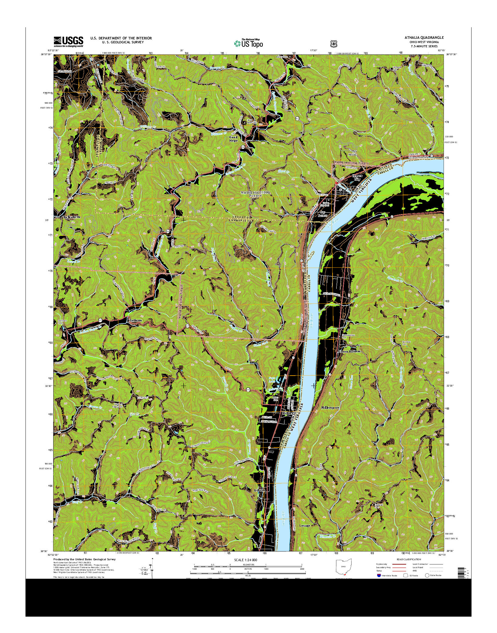 USGS US TOPO 7.5-MINUTE MAP FOR ATHALIA, OH-WV 2013