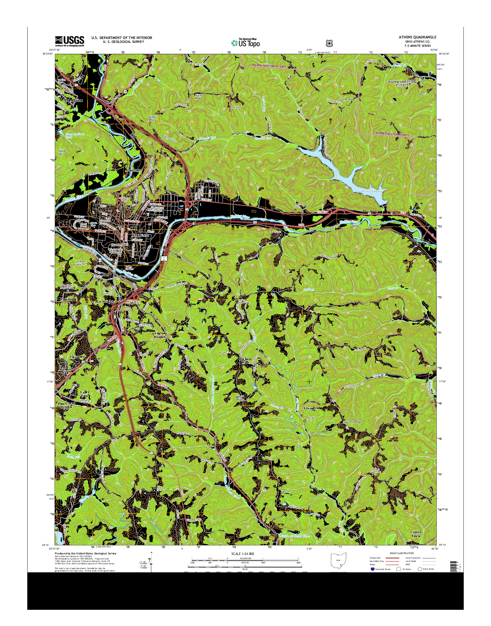 USGS US TOPO 7.5-MINUTE MAP FOR ATHENS, OH 2013