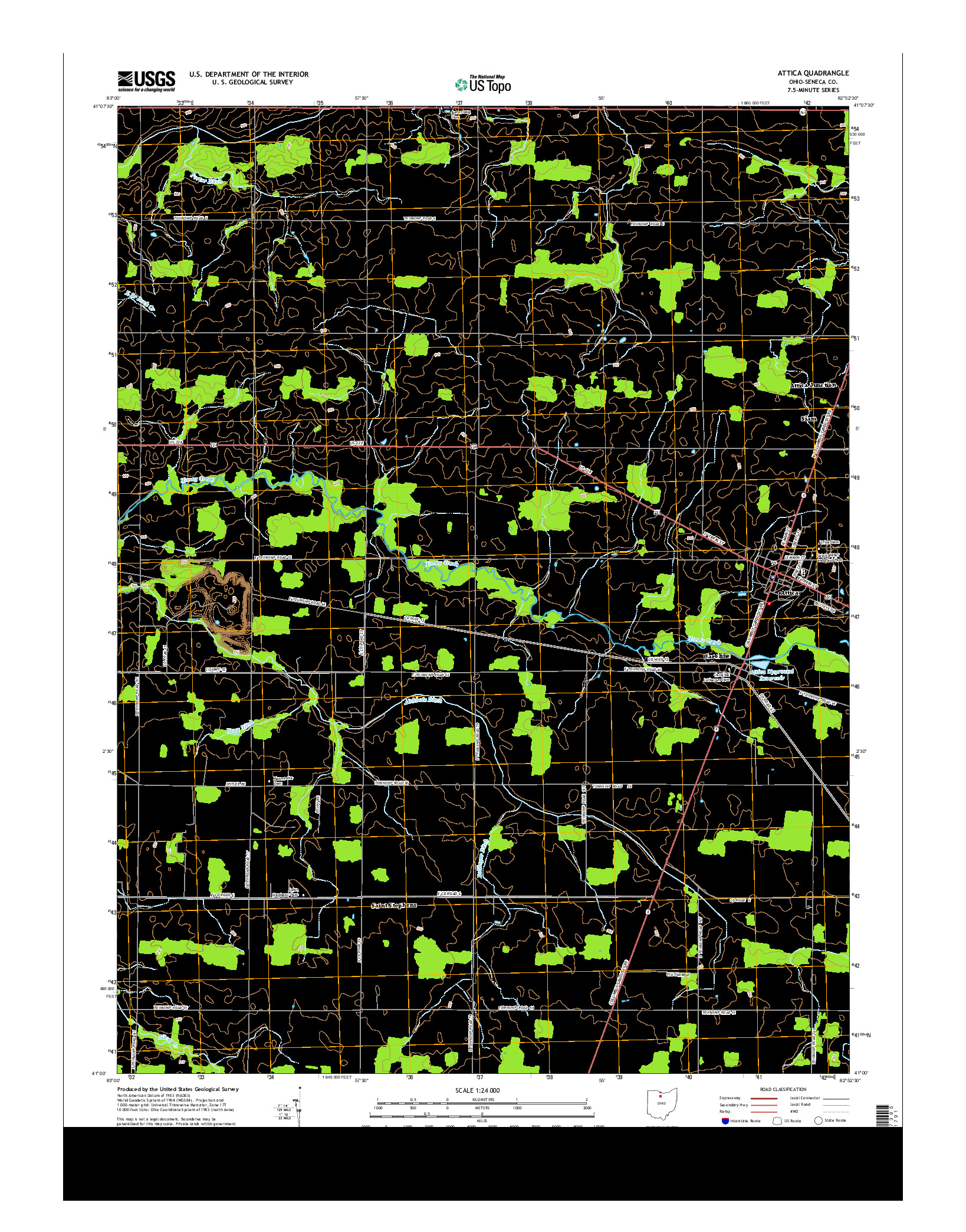 USGS US TOPO 7.5-MINUTE MAP FOR ATTICA, OH 2013