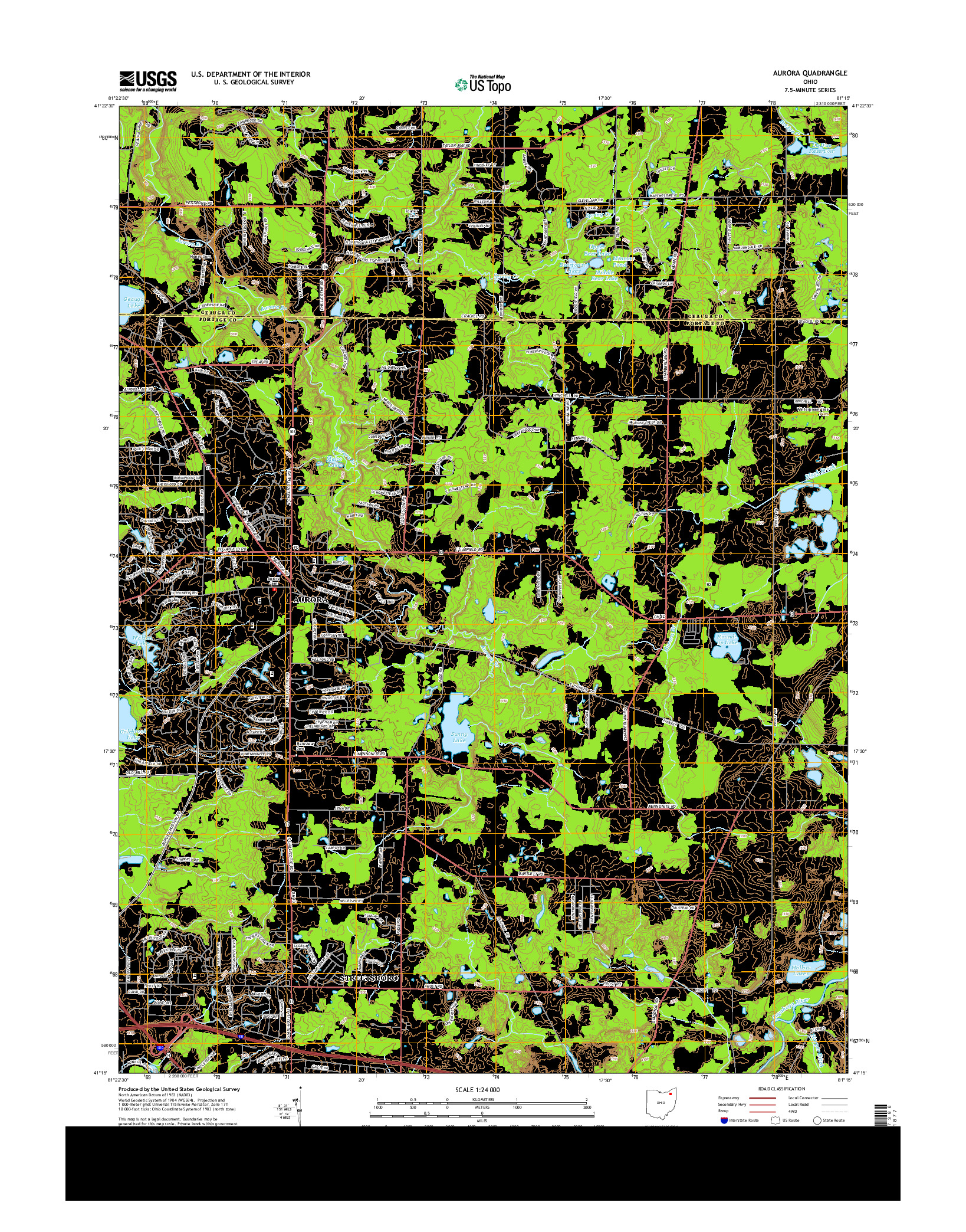 USGS US TOPO 7.5-MINUTE MAP FOR AURORA, OH 2013