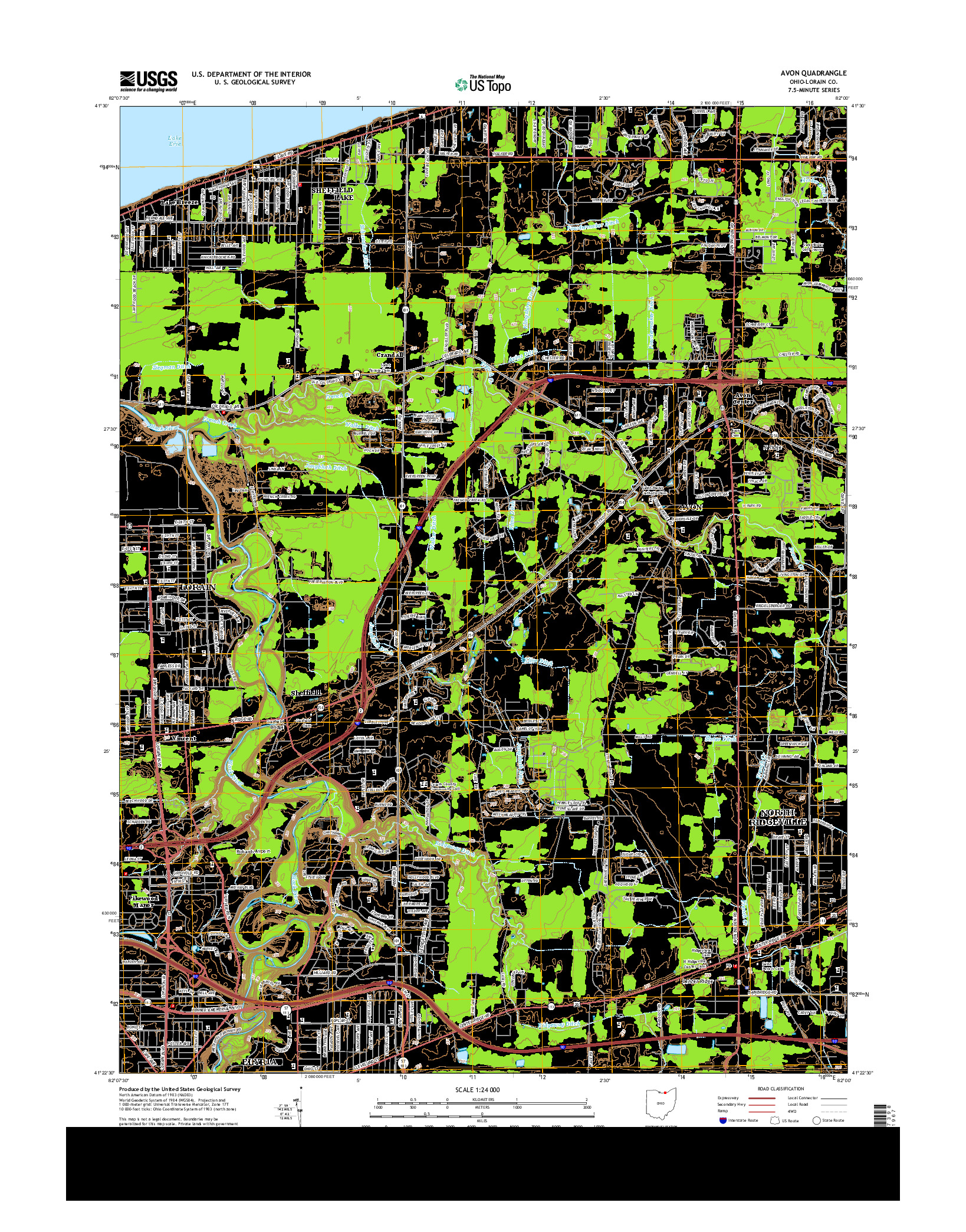 USGS US TOPO 7.5-MINUTE MAP FOR AVON, OH 2013