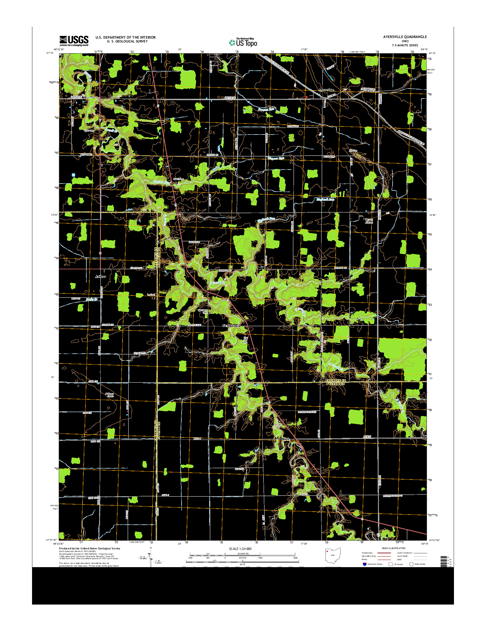 USGS US TOPO 7.5-MINUTE MAP FOR AYERSVILLE, OH 2013