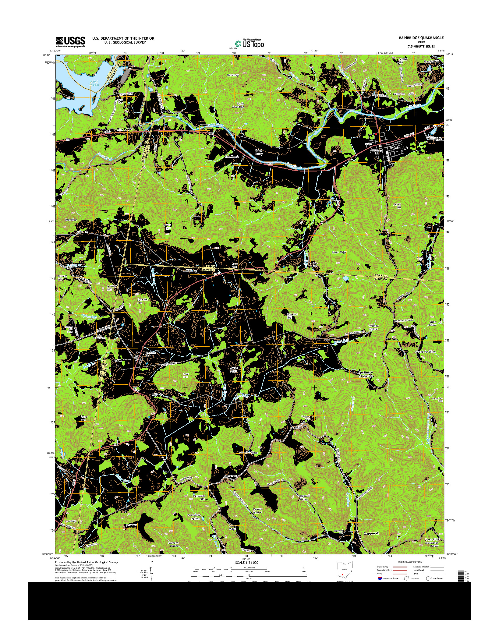 USGS US TOPO 7.5-MINUTE MAP FOR BAINBRIDGE, OH 2013