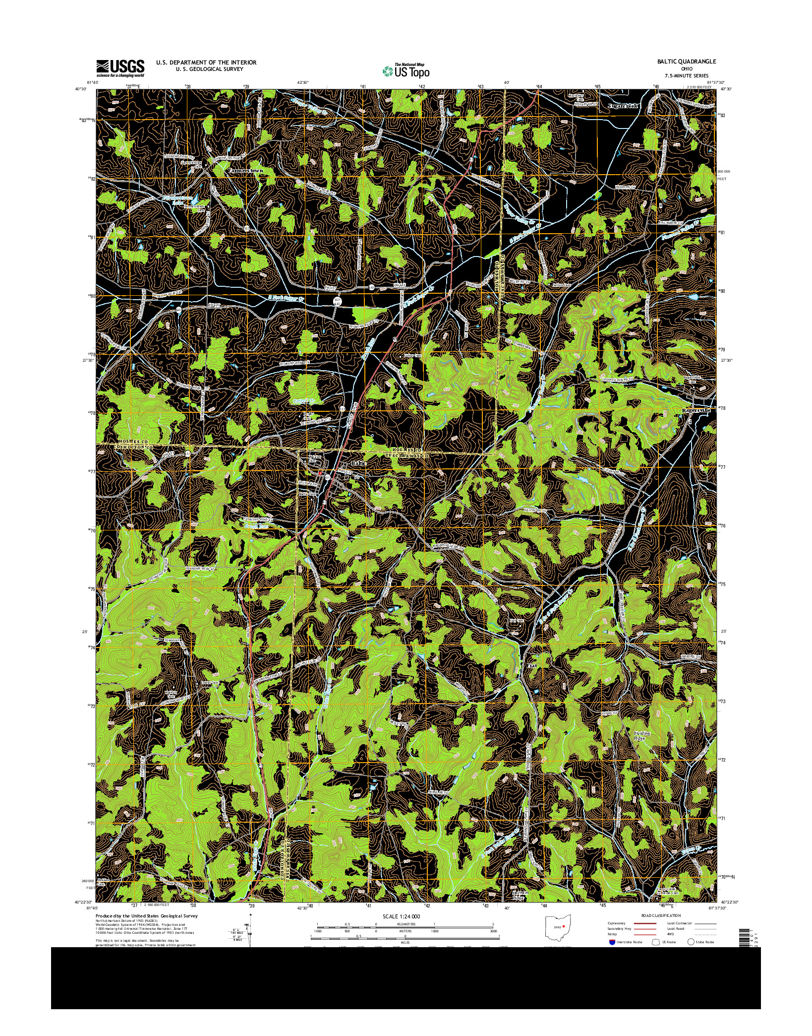 USGS US TOPO 7.5-MINUTE MAP FOR BALTIC, OH 2013