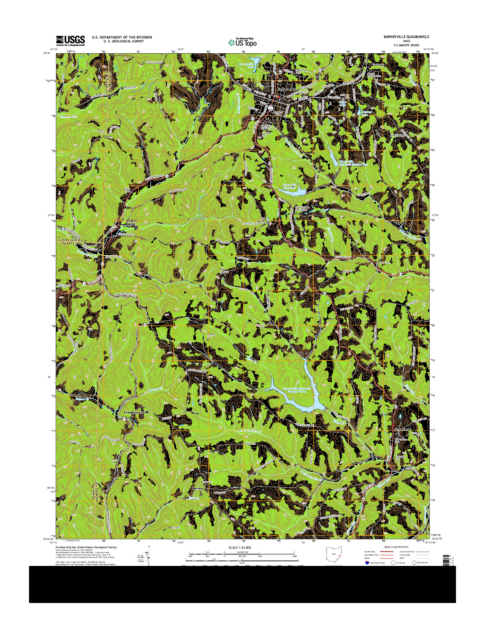 USGS US TOPO 7.5-MINUTE MAP FOR BARNESVILLE, OH 2013
