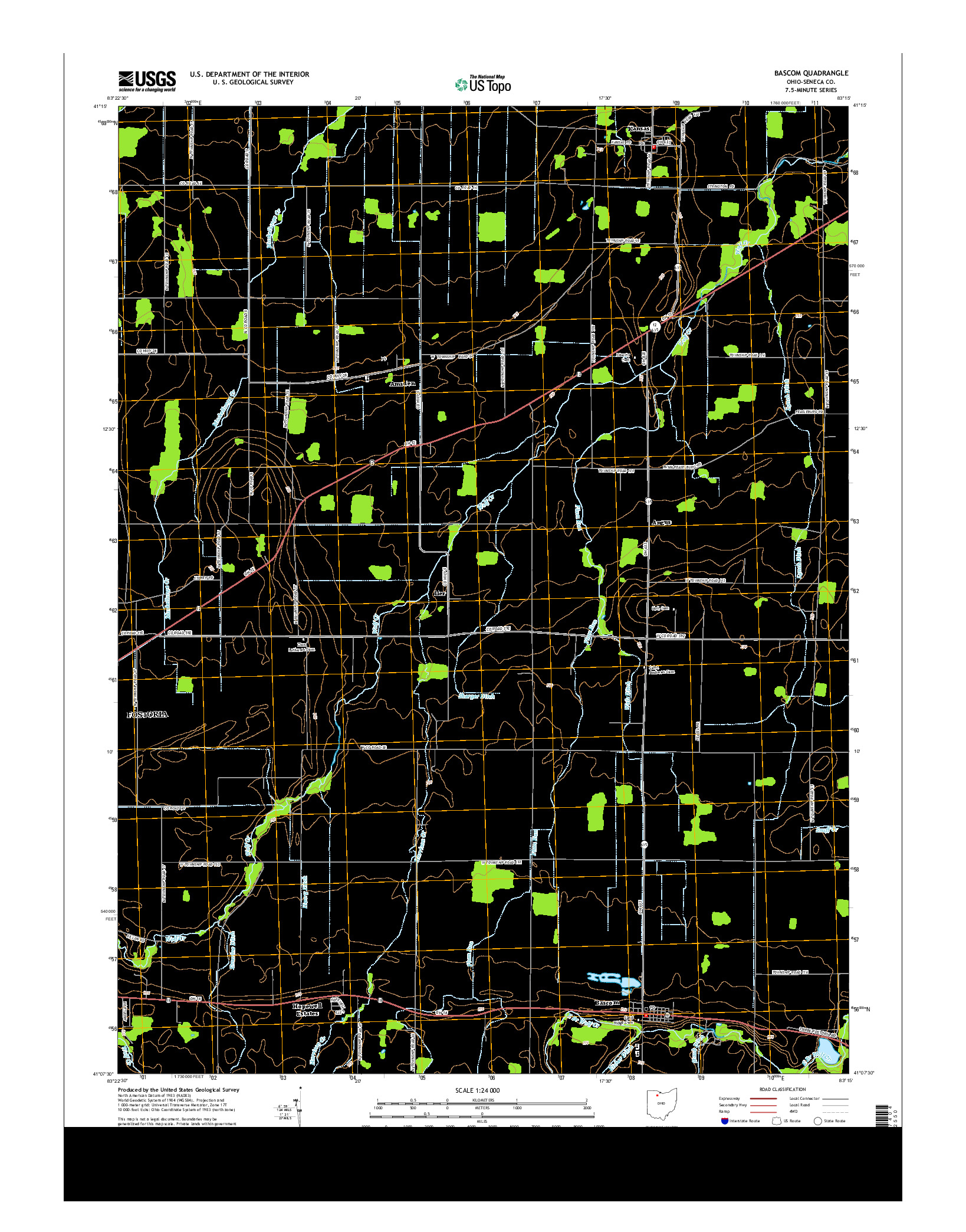 USGS US TOPO 7.5-MINUTE MAP FOR BASCOM, OH 2013