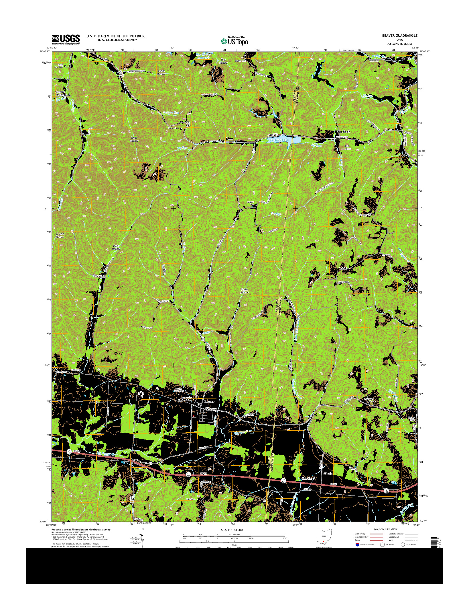 USGS US TOPO 7.5-MINUTE MAP FOR BEAVER, OH 2013