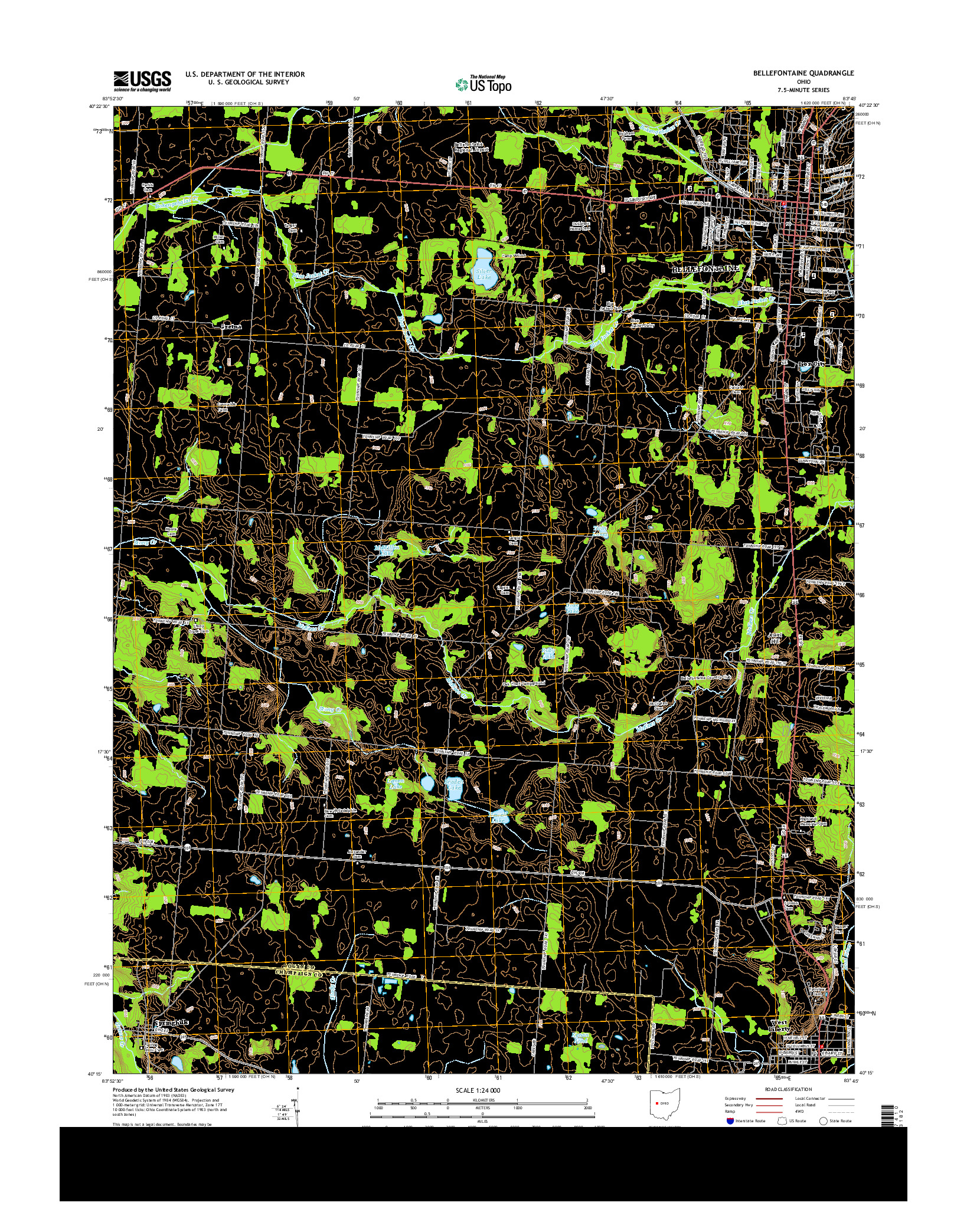 USGS US TOPO 7.5-MINUTE MAP FOR BELLEFONTAINE, OH 2013