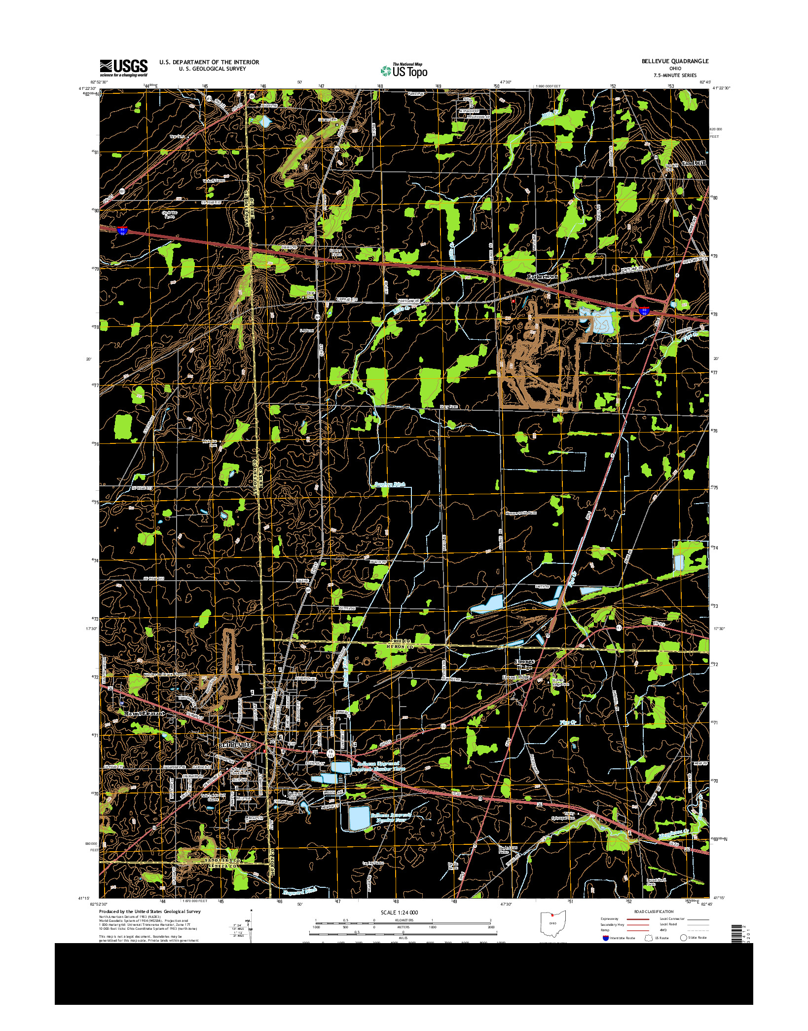 USGS US TOPO 7.5-MINUTE MAP FOR BELLEVUE, OH 2013