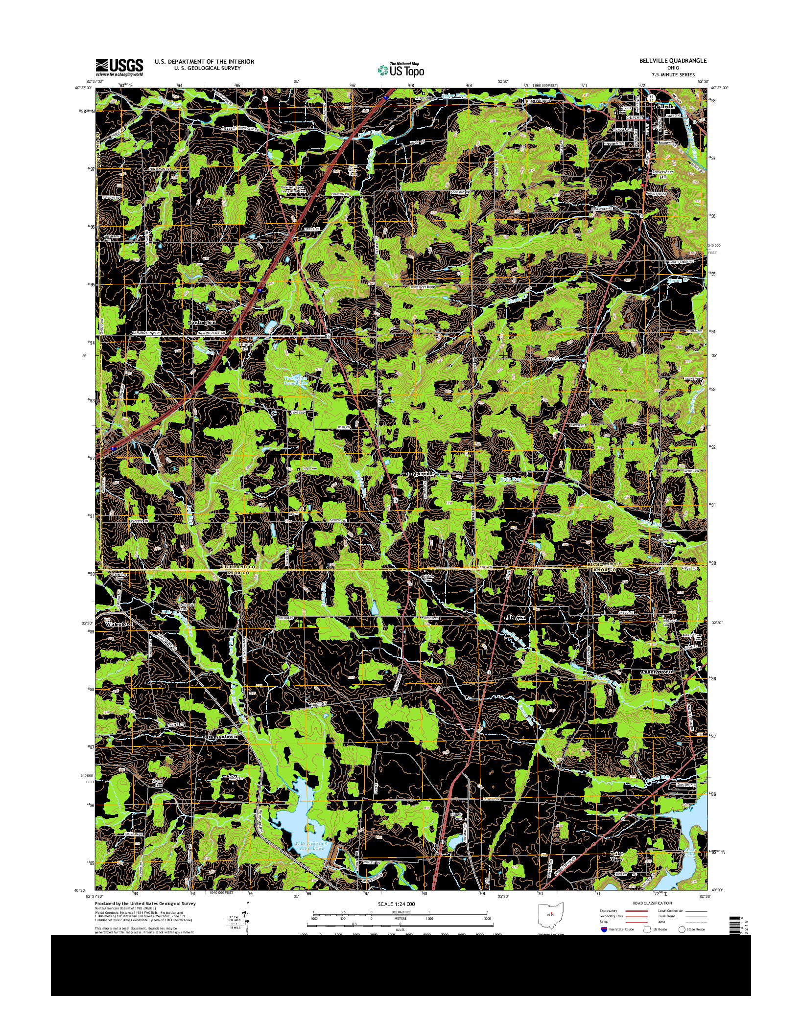 USGS US TOPO 7.5-MINUTE MAP FOR BELLVILLE, OH 2013