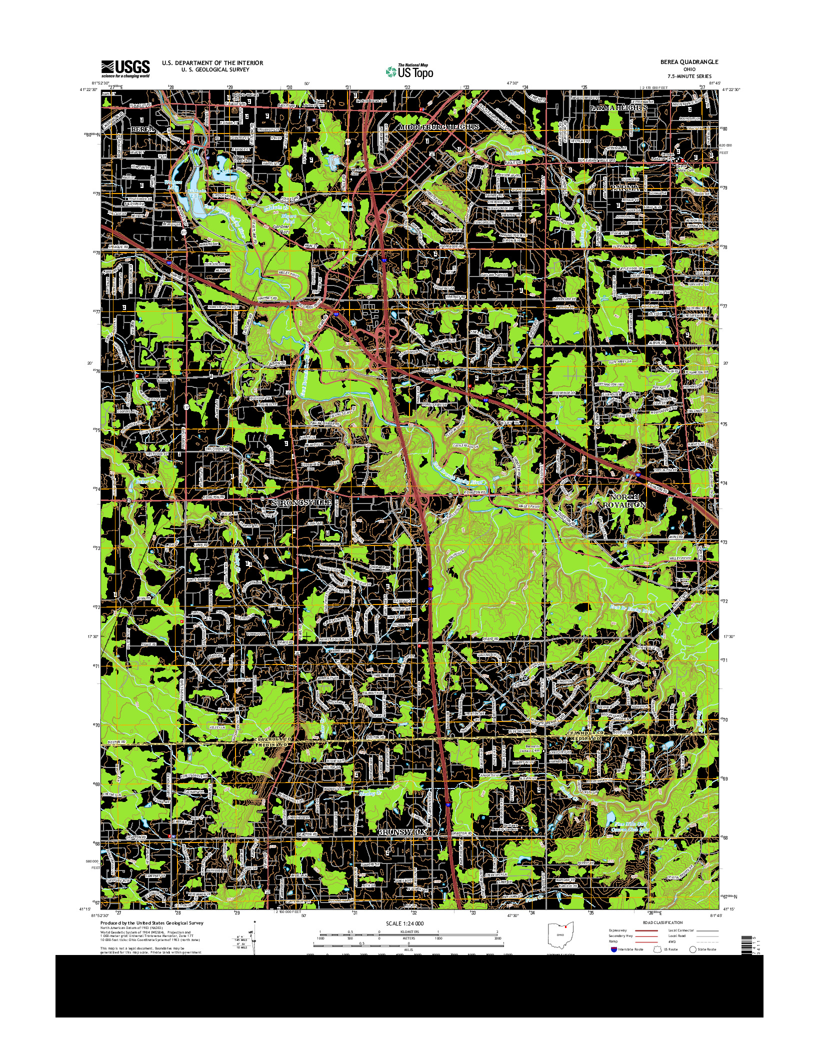 USGS US TOPO 7.5-MINUTE MAP FOR BEREA, OH 2013