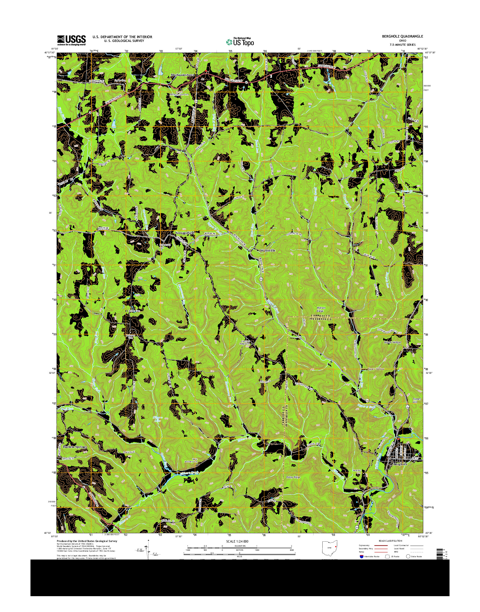 USGS US TOPO 7.5-MINUTE MAP FOR BERGHOLZ, OH 2013