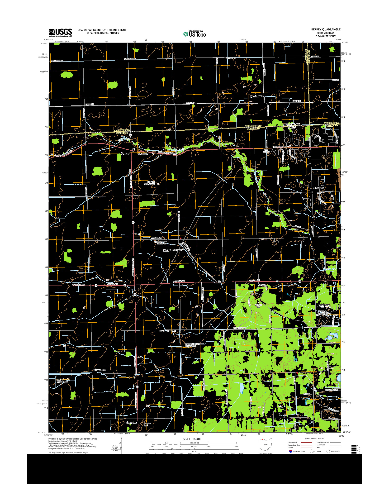 USGS US TOPO 7.5-MINUTE MAP FOR BERKEY, OH-MI 2013