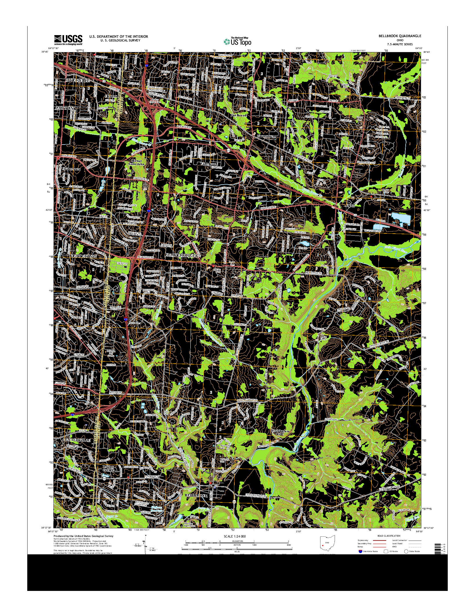 USGS US TOPO 7.5-MINUTE MAP FOR BELLBROOK, OH 2013