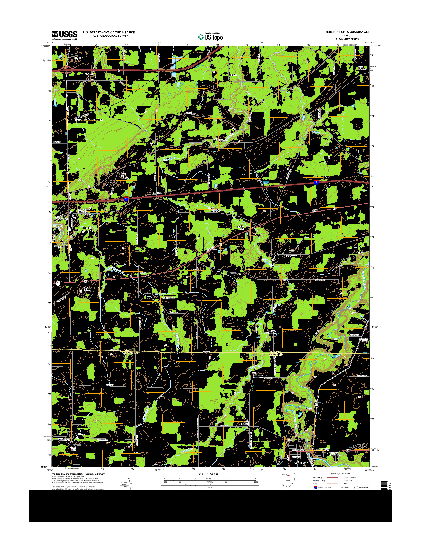 USGS US TOPO 7.5-MINUTE MAP FOR BERLIN HEIGHTS, OH 2013