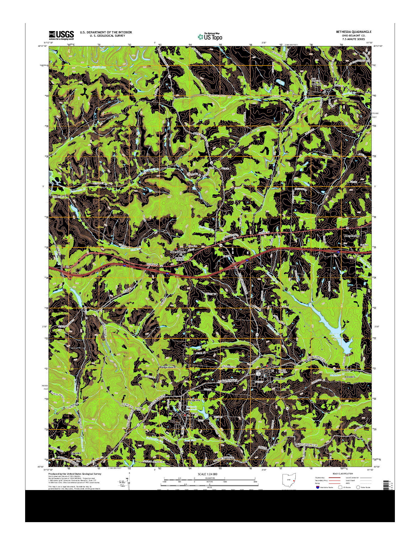 USGS US TOPO 7.5-MINUTE MAP FOR BETHESDA, OH 2013