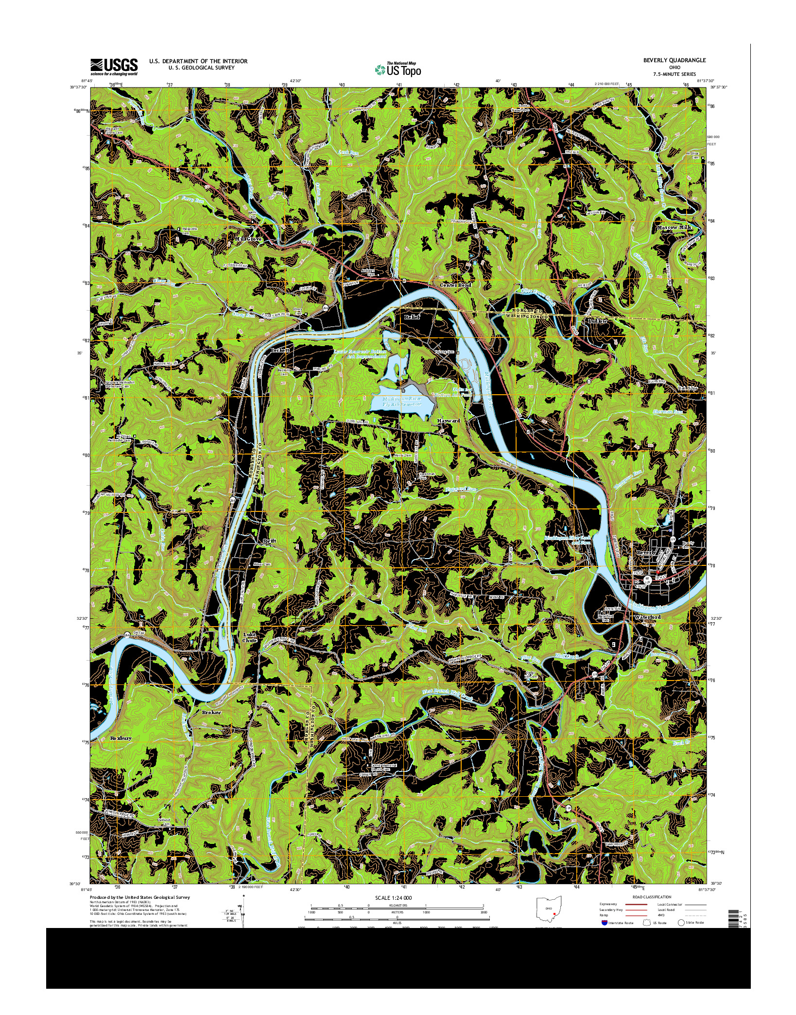 USGS US TOPO 7.5-MINUTE MAP FOR BEVERLY, OH 2013