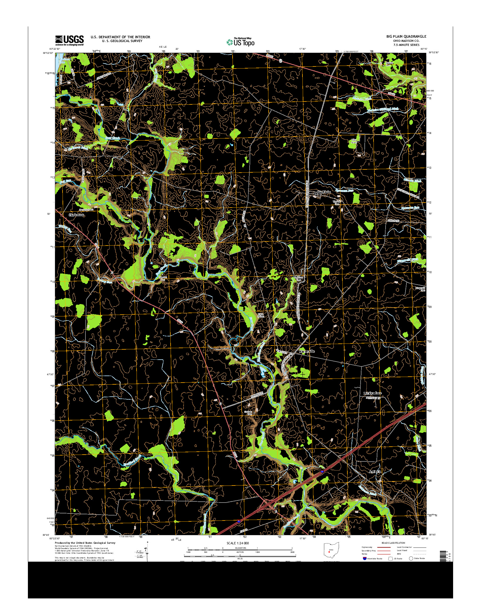 USGS US TOPO 7.5-MINUTE MAP FOR BIG PLAIN, OH 2013