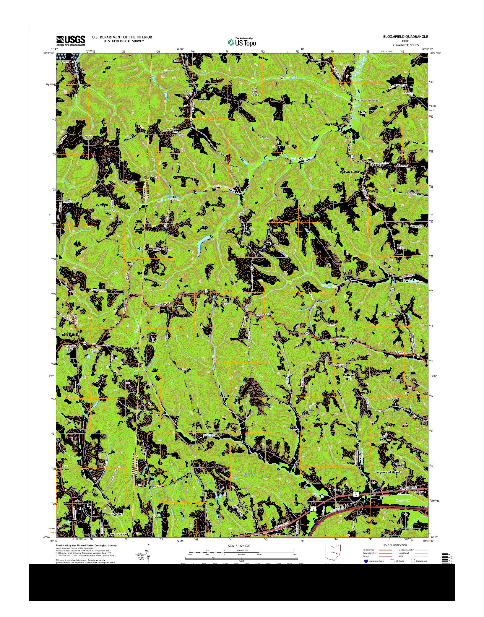 USGS US TOPO 7.5-MINUTE MAP FOR BLOOMFIELD, OH 2013