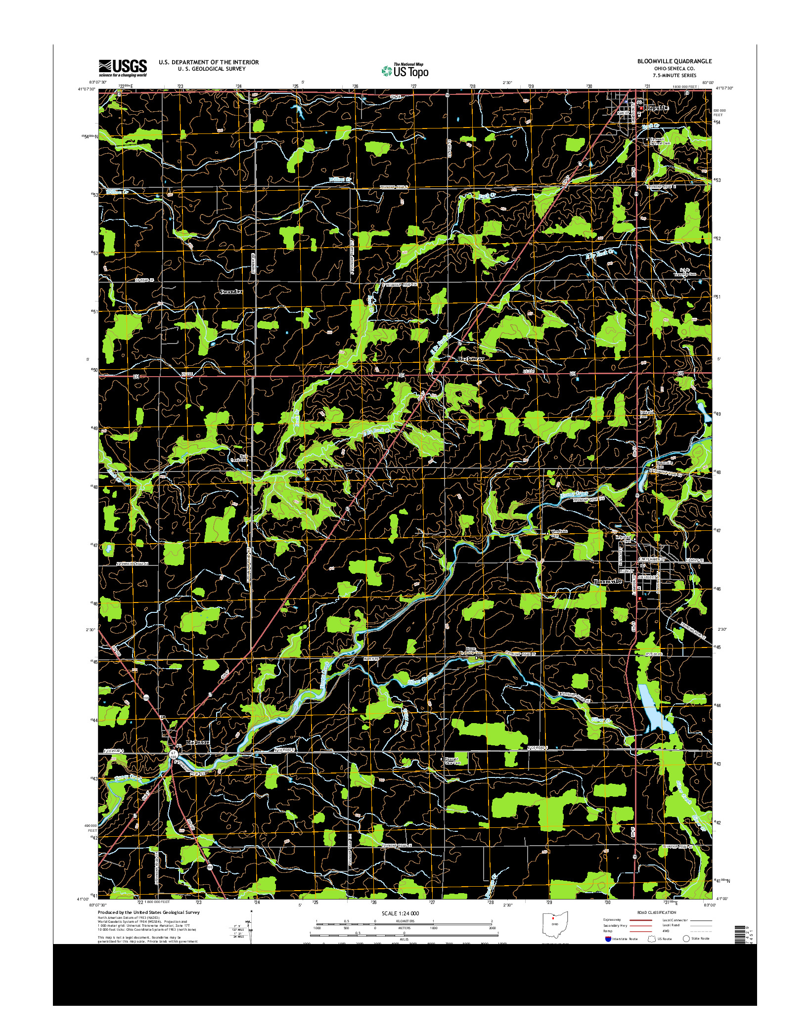 USGS US TOPO 7.5-MINUTE MAP FOR BLOOMVILLE, OH 2013