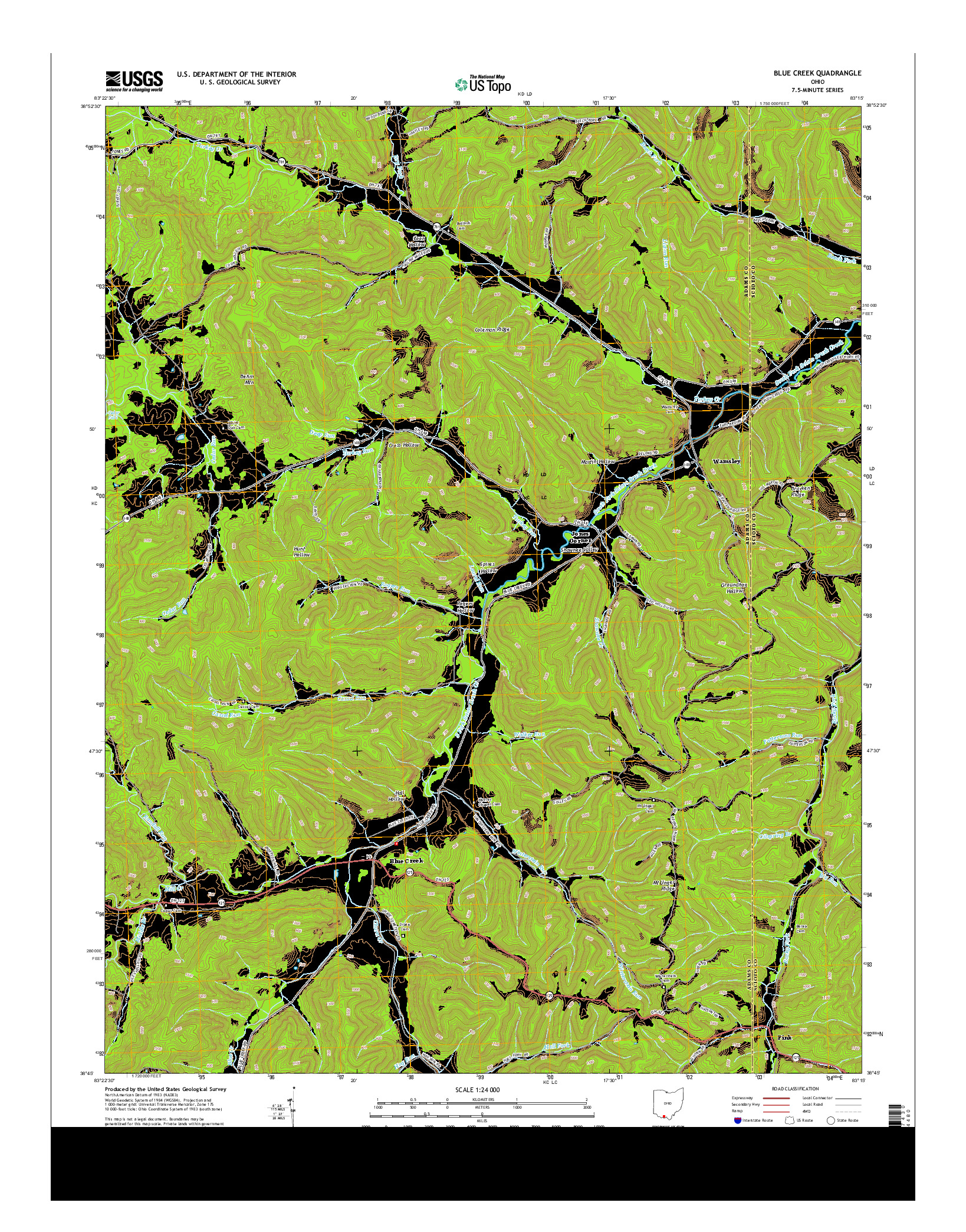 USGS US TOPO 7.5-MINUTE MAP FOR BLUE CREEK, OH 2013