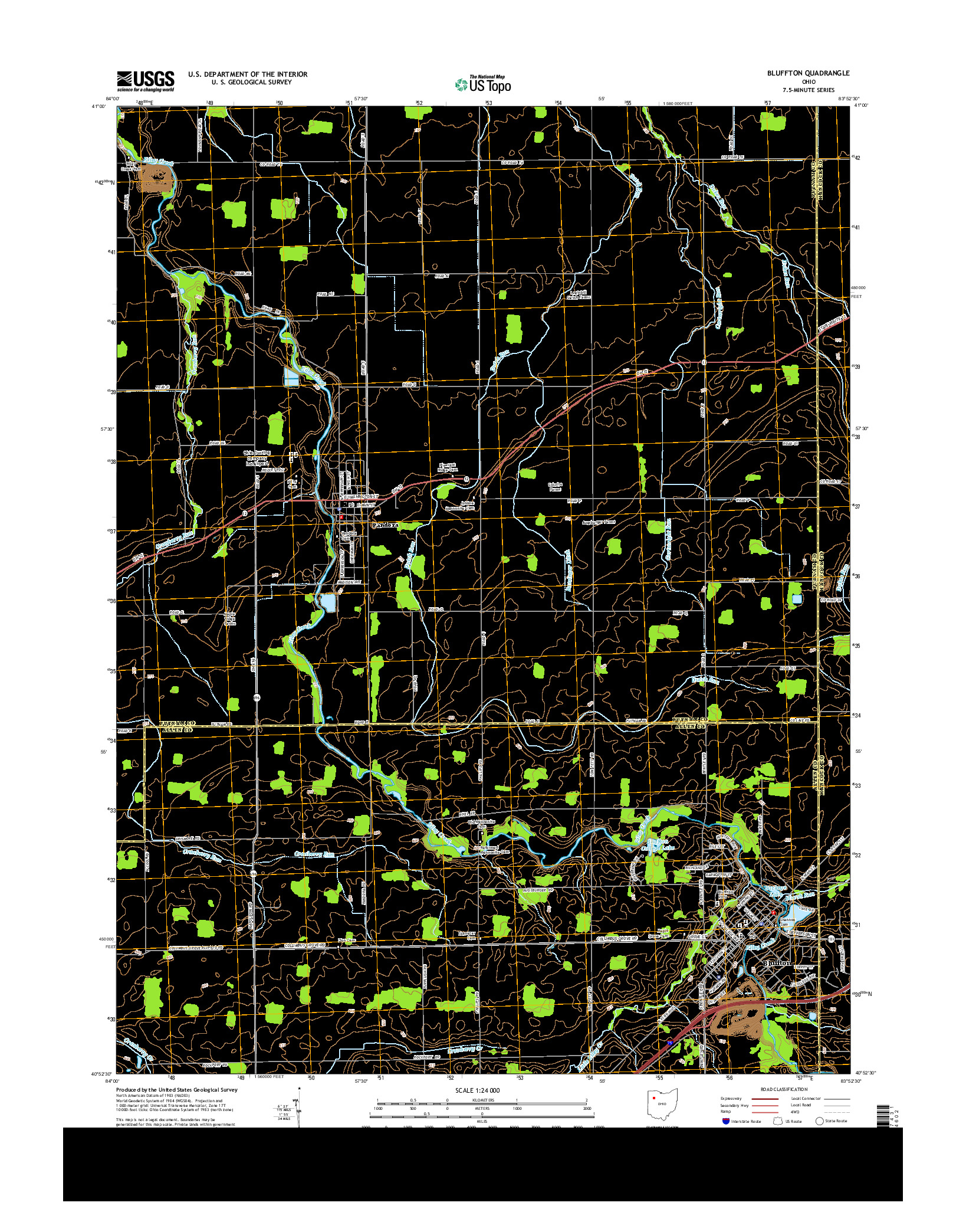 USGS US TOPO 7.5-MINUTE MAP FOR BLUFFTON, OH 2013