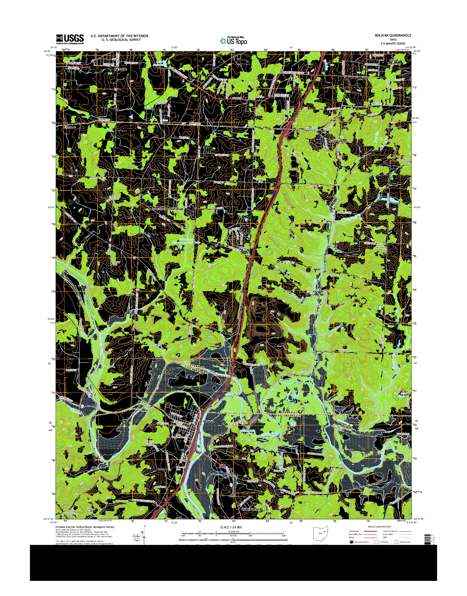 USGS US TOPO 7.5-MINUTE MAP FOR BOLIVAR, OH 2013