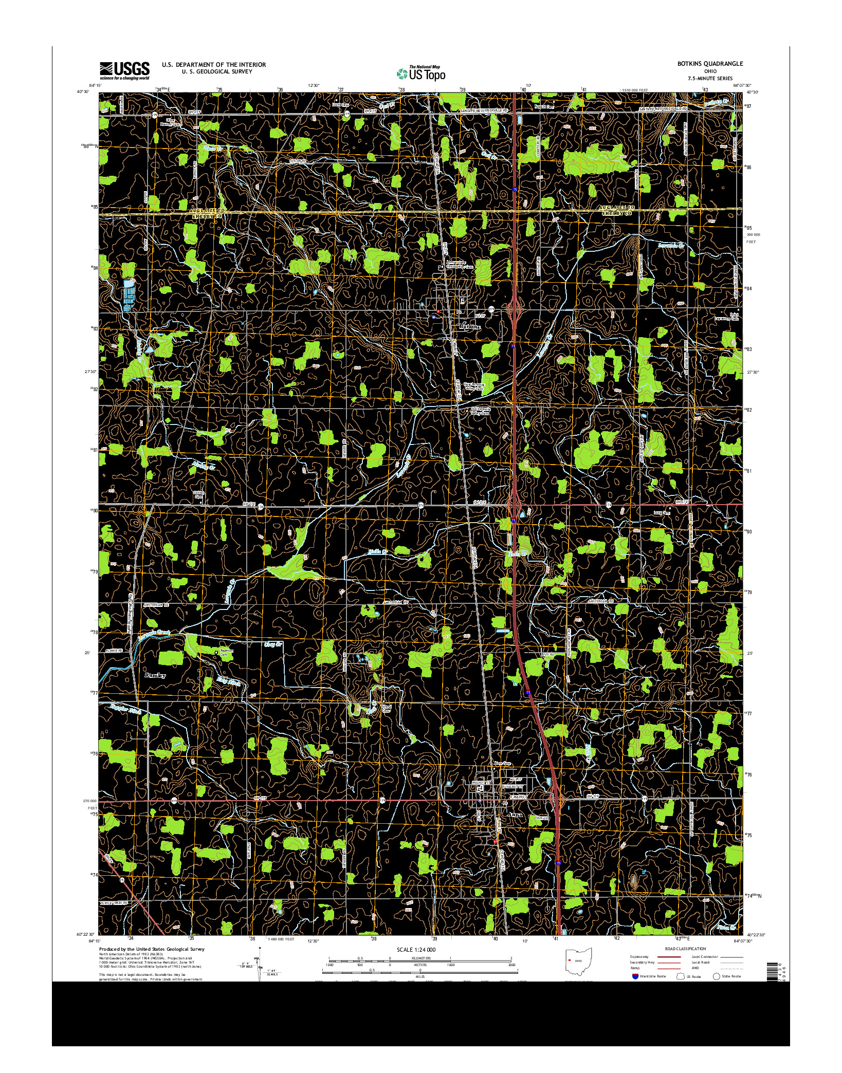 USGS US TOPO 7.5-MINUTE MAP FOR BOTKINS, OH 2013